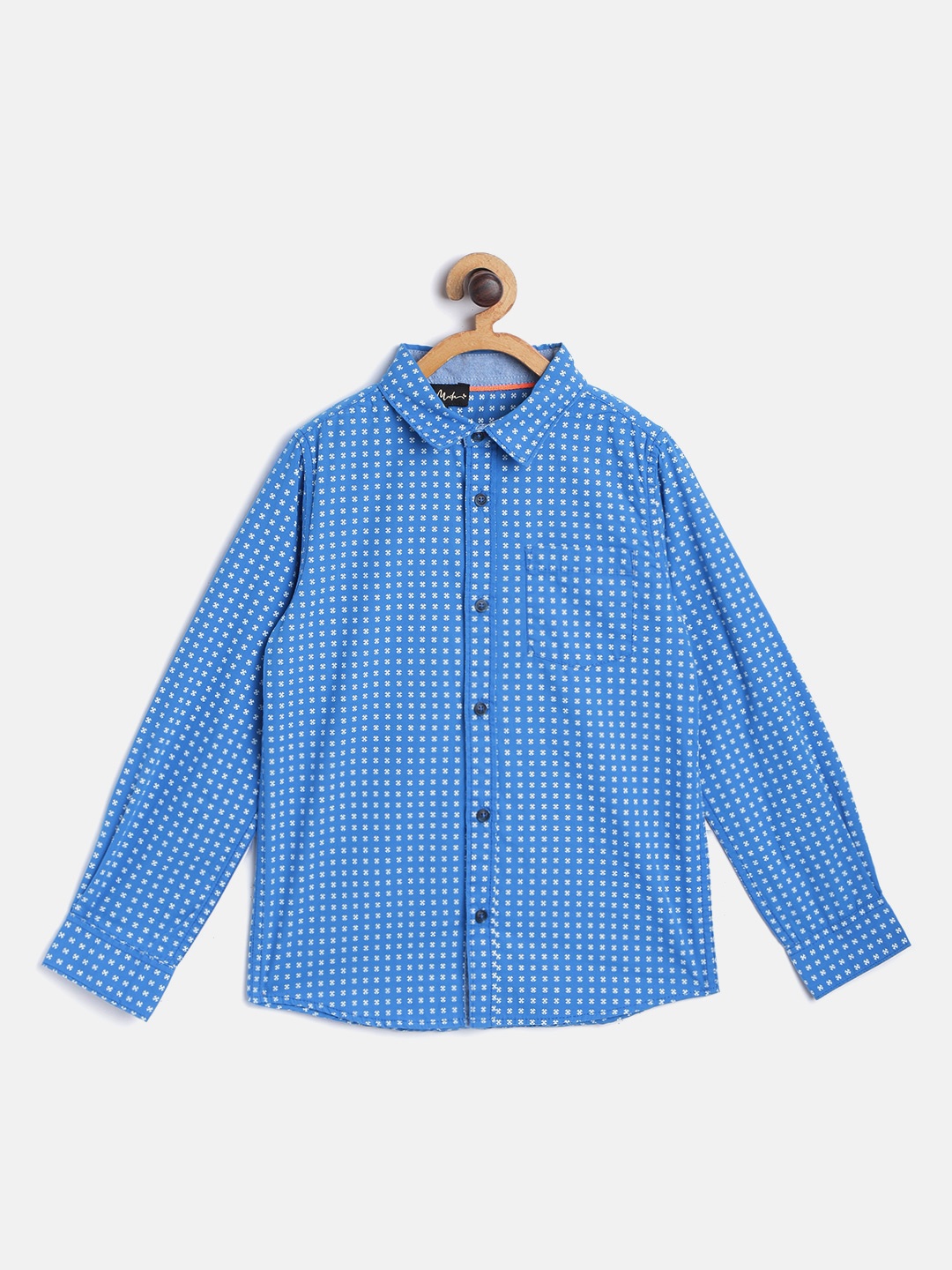 

Bella Moda Boys Blue Regular Fit Conversational Opaque Printed Casual Shirt