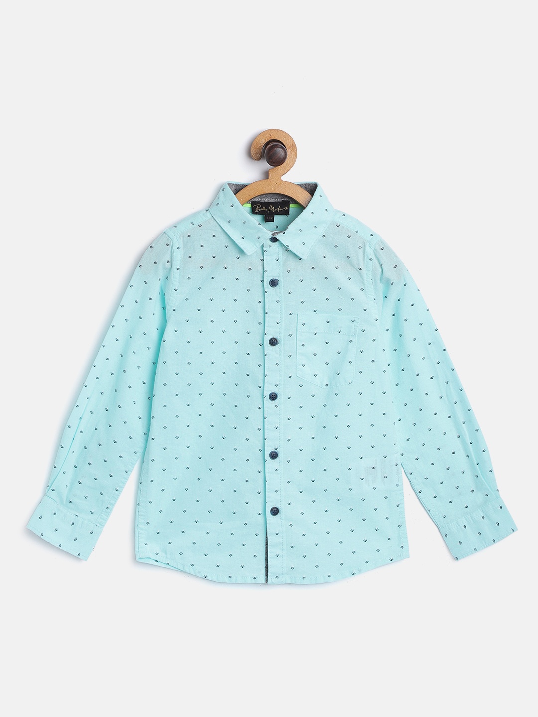 

Bella Moda Boys Sea Green Regular Fit Ethnic Motifs Opaque Printed Casual Shirt