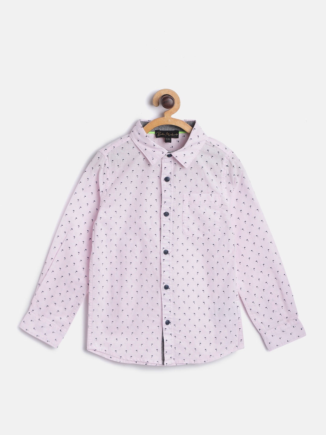 

Bella Moda Boys Pink Regular Fit Tropical Opaque Printed Casual Shirt
