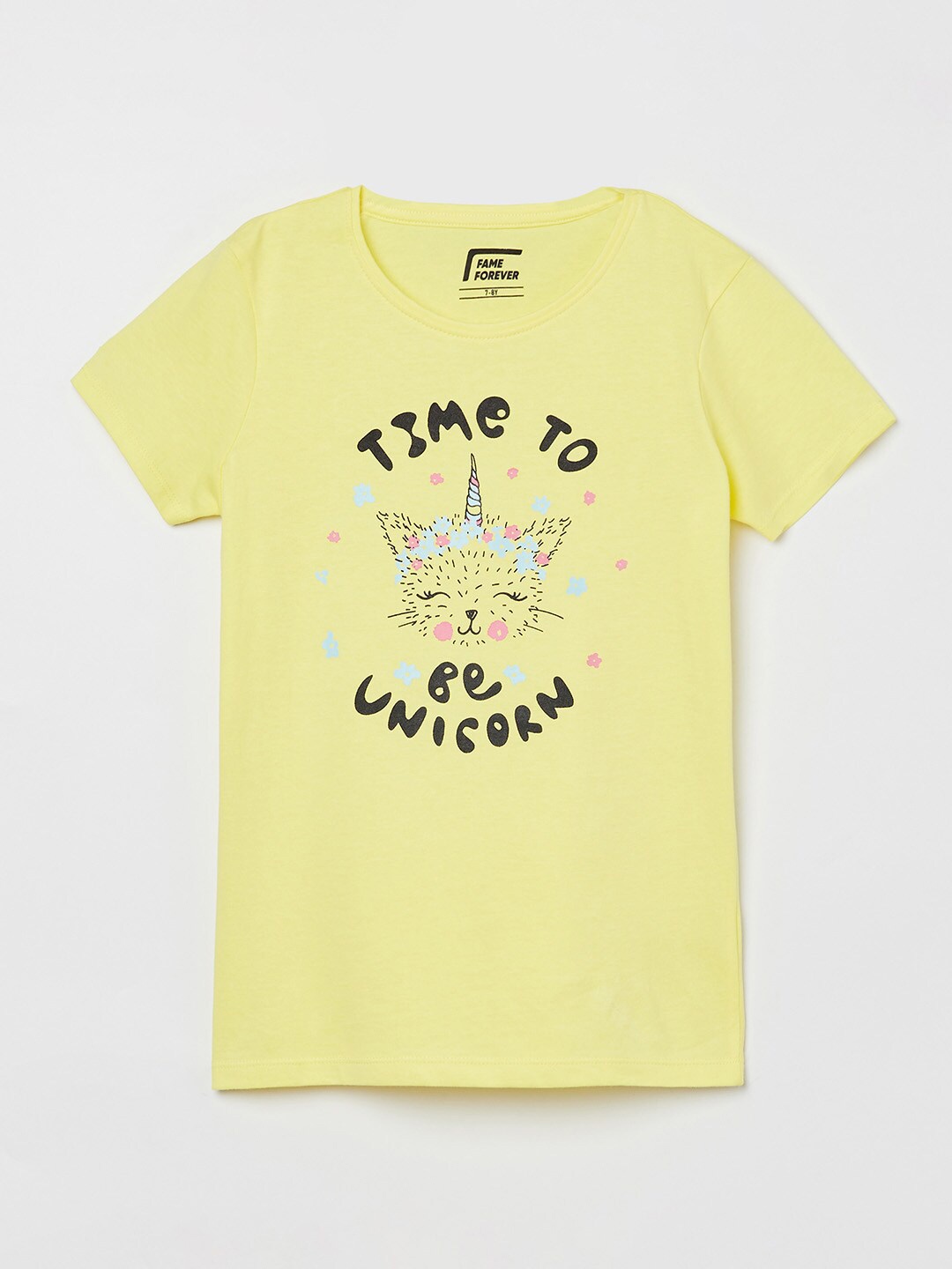 

Fame Forever by Lifestyle Girls Yellow & Black Print T-shirt