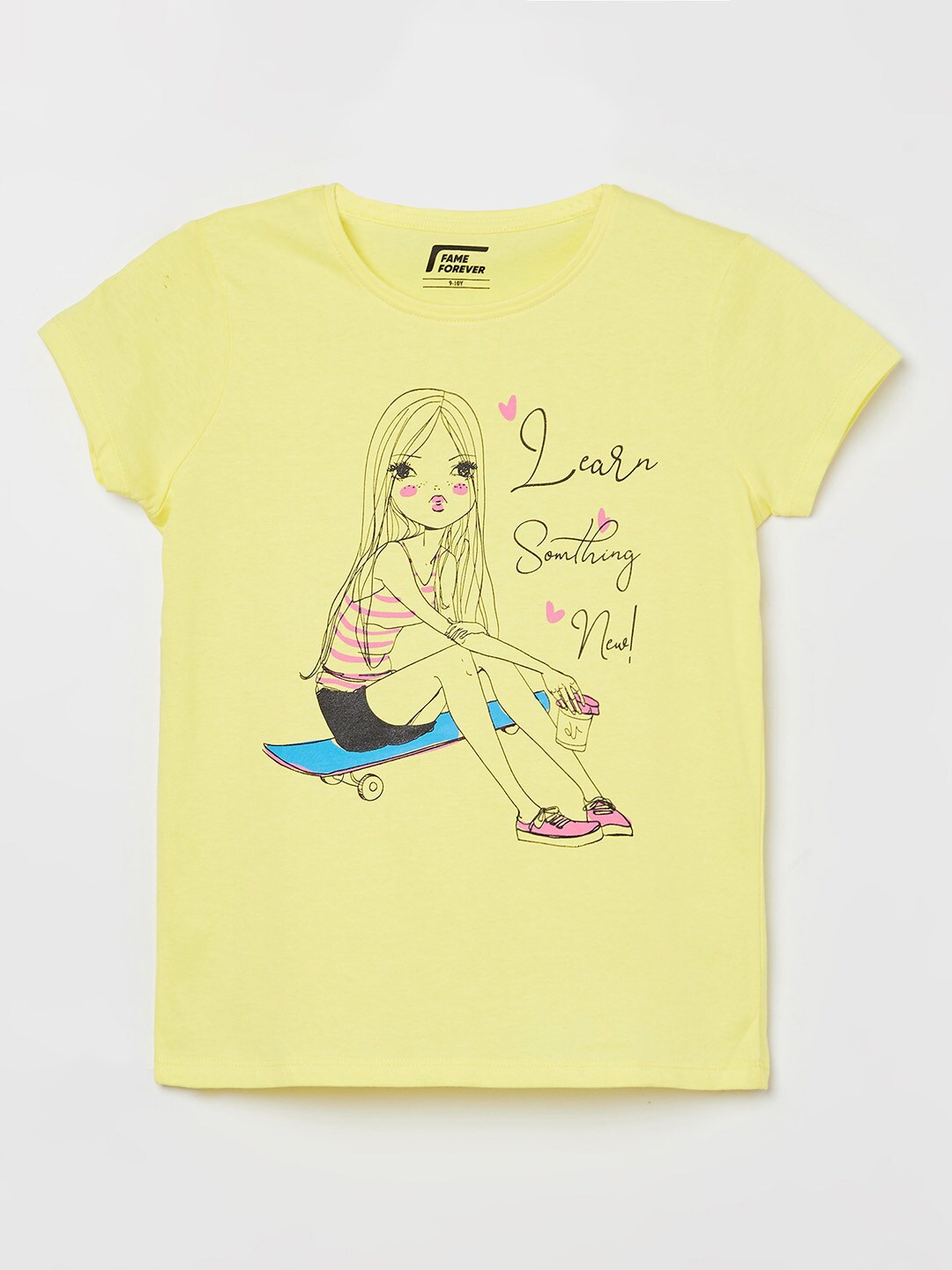 

Fame Forever by Lifestyle Girls Yellow & Black Print T-Shirt