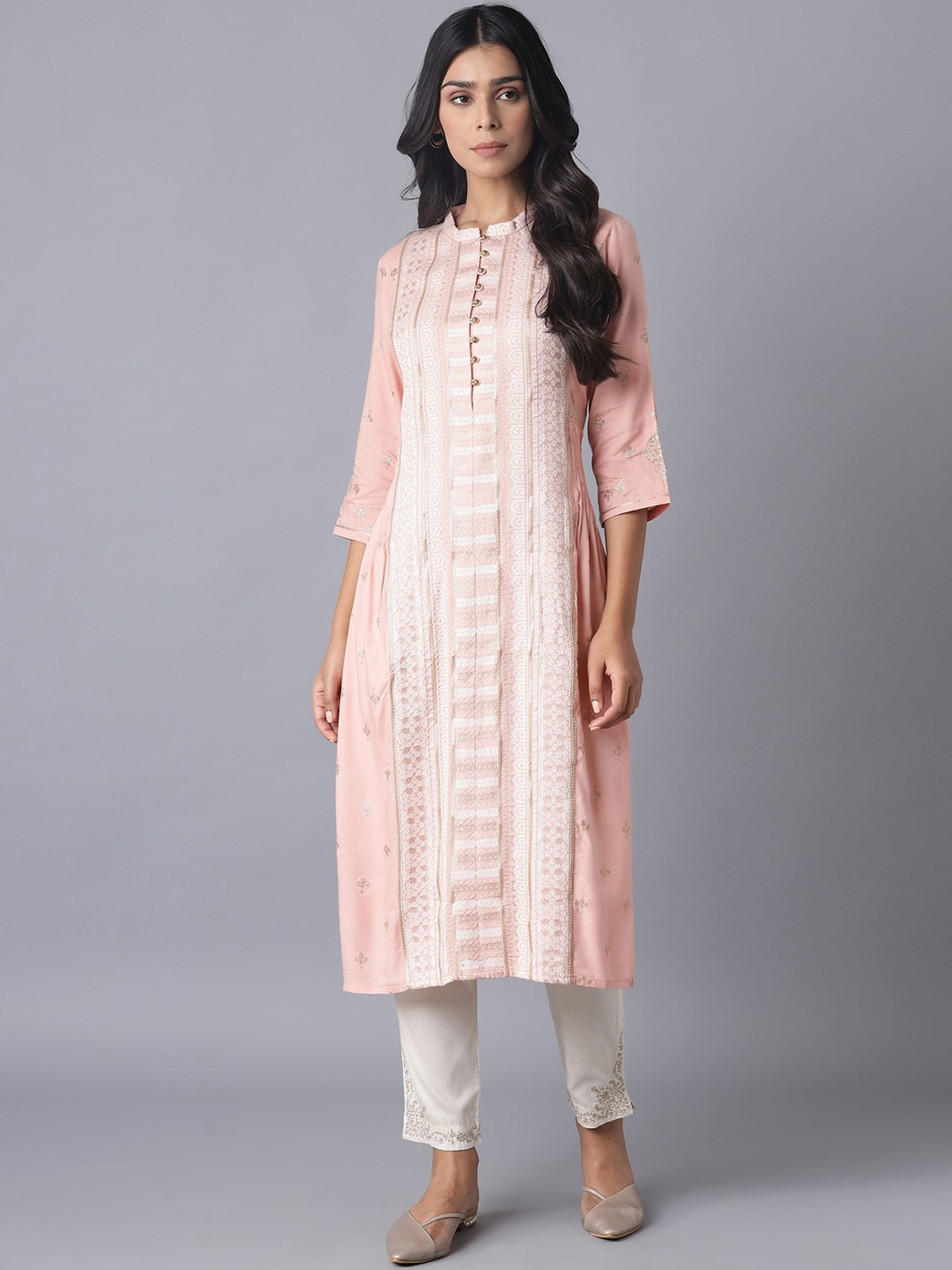 

W Women Pink Printed Kurta