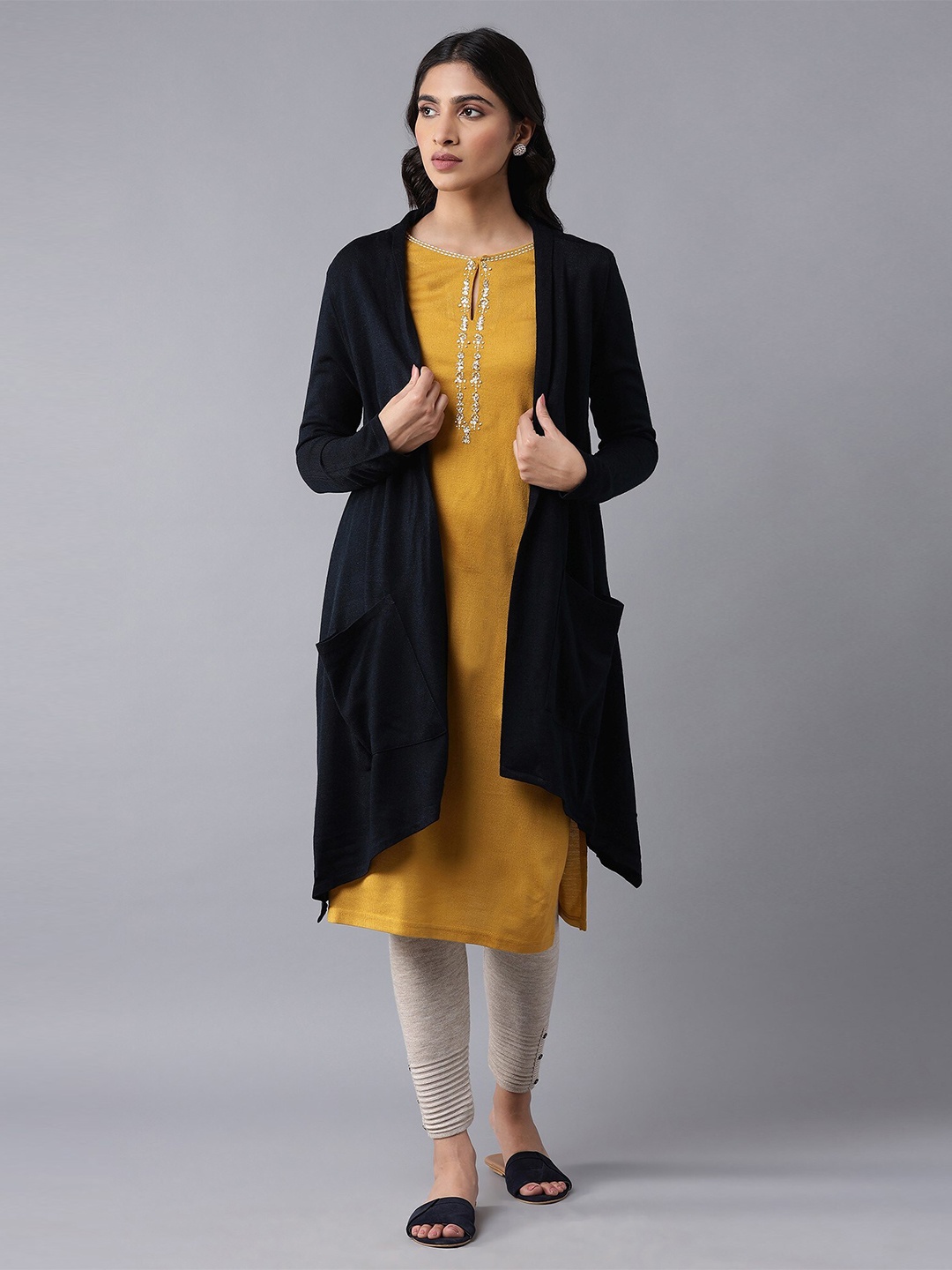 

W Women Blue Longline Sweater