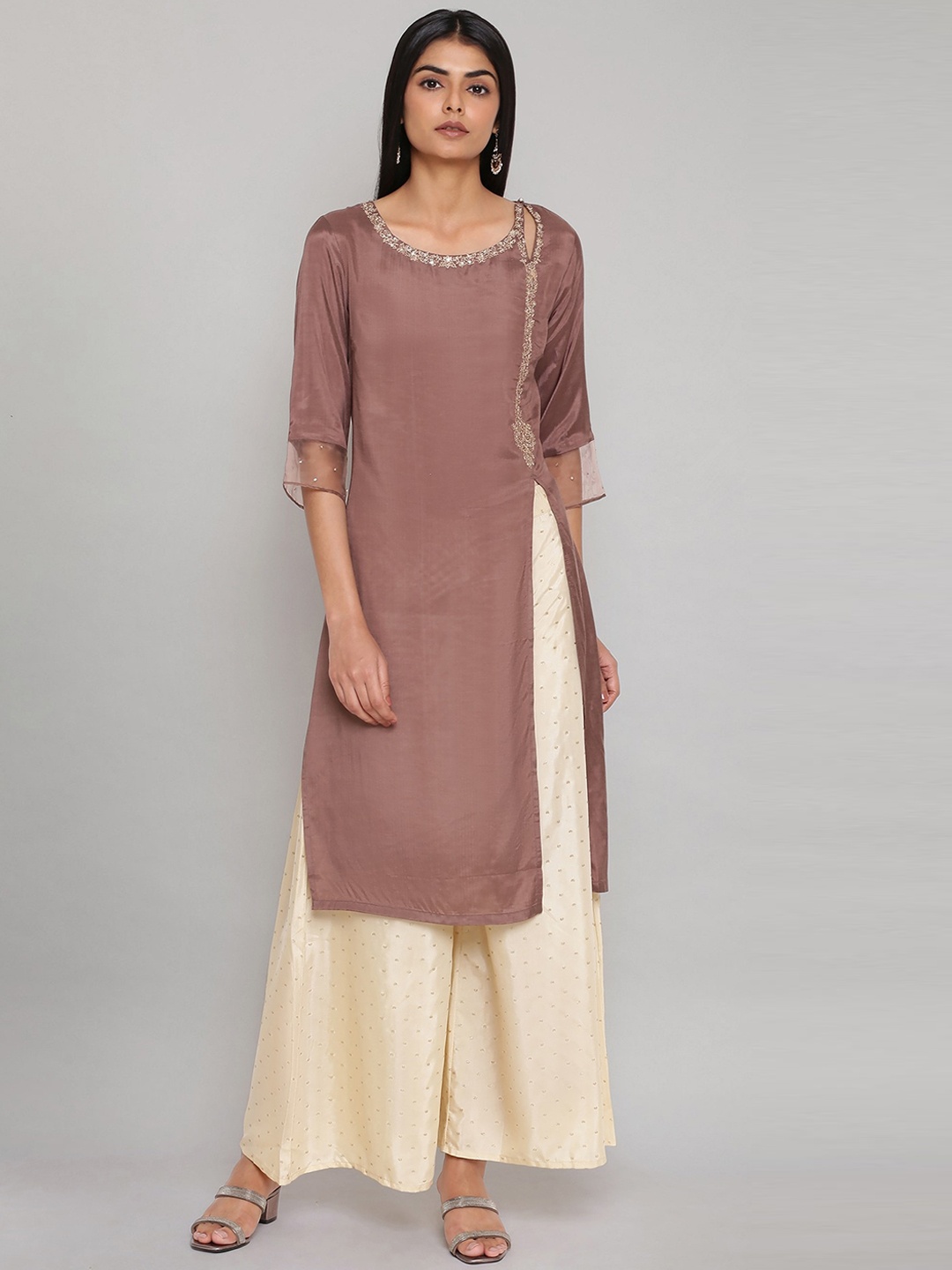 

W Women Purple Kurta with Palazzos