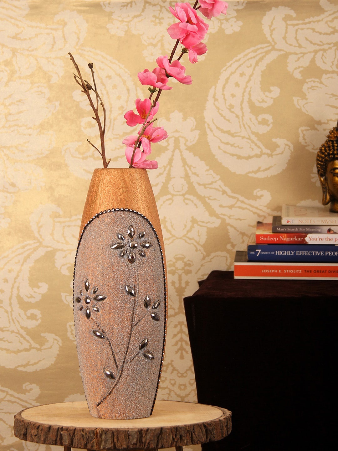 

TIED RIBBONS Brown Decorative Wooden Vase
