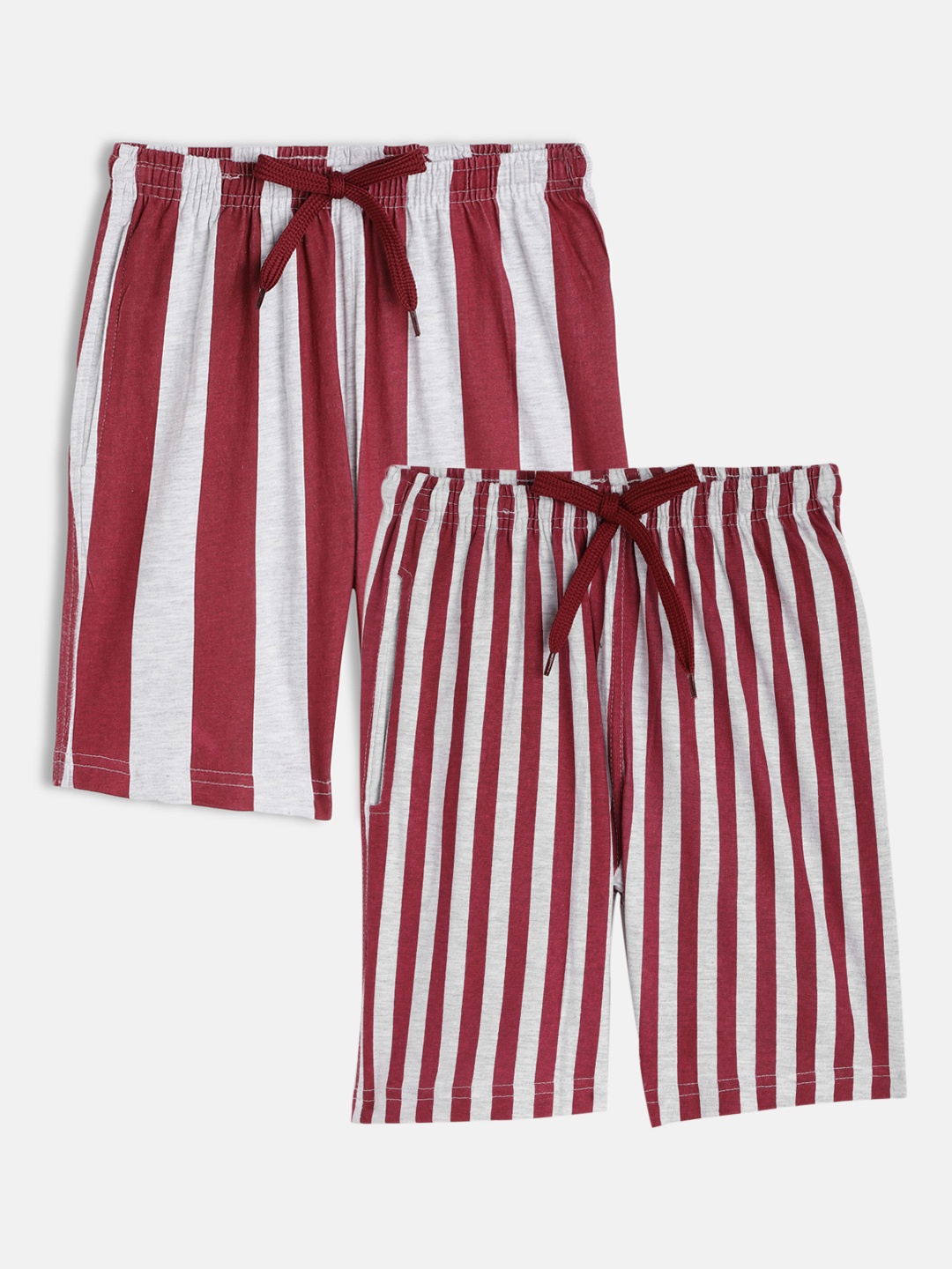 

SEYBIL Girls Grey Pack of 2 Striped Lounge Shorts, Grey melange