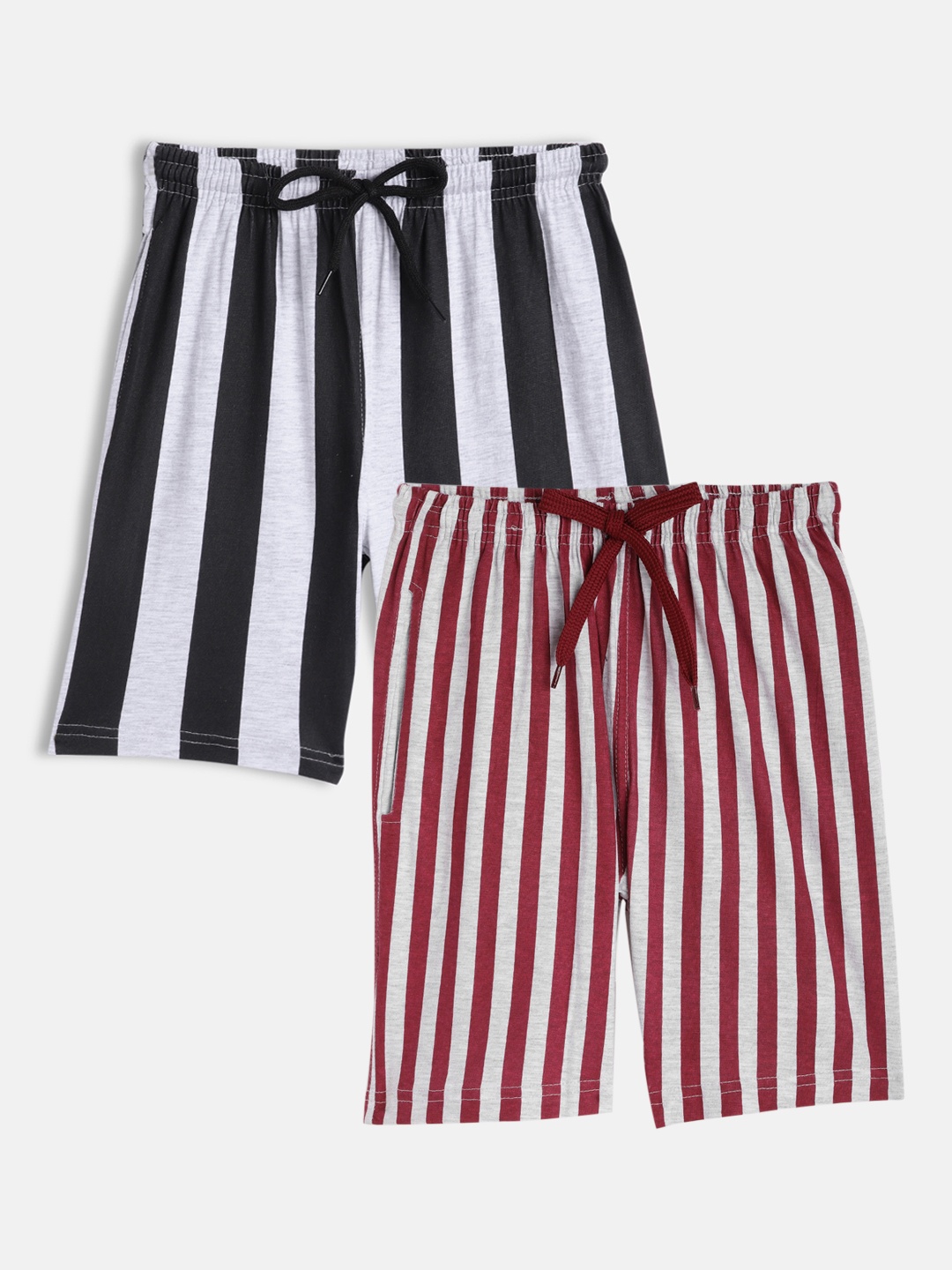 

SEYBIL Girls Set Of 2 Blue & Magenta Striped Lounge Shorts
