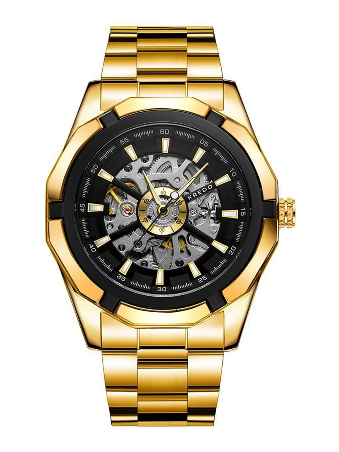 

KREDO Men Performante Gold Automatic Skeleton Analogue Watch-KW131