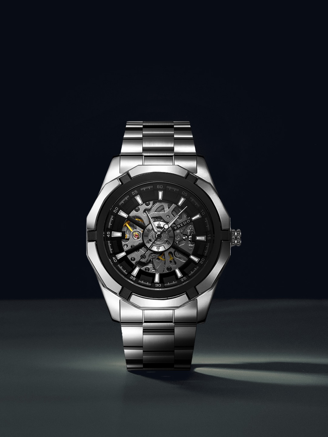

KREDO Men Performante Silver Automatic Skeleton Analogue Watch-KW130