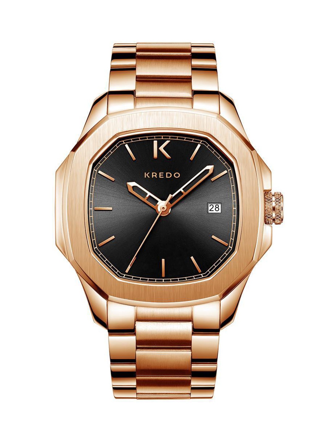 

KREDO Men OTUS2 Rose Black Japanese Quartz Time & Date Movement Analogue Watch-KW126, Rose gold