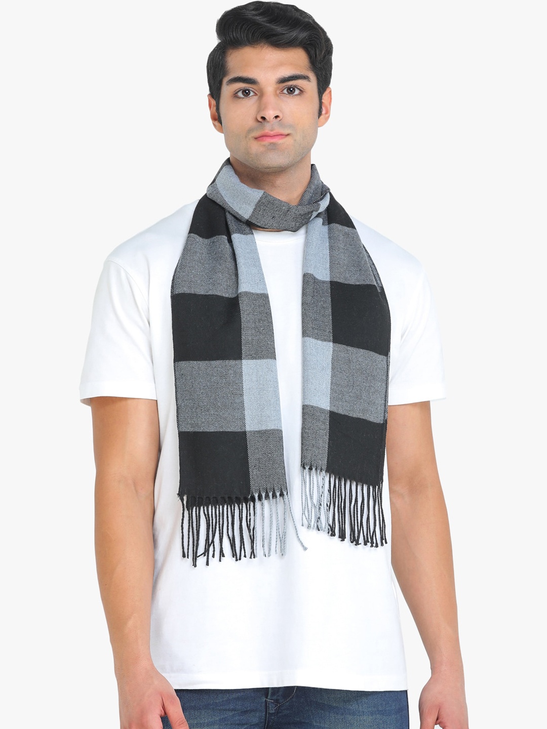 

ELLIS Men Black & Grey Checked Muffler