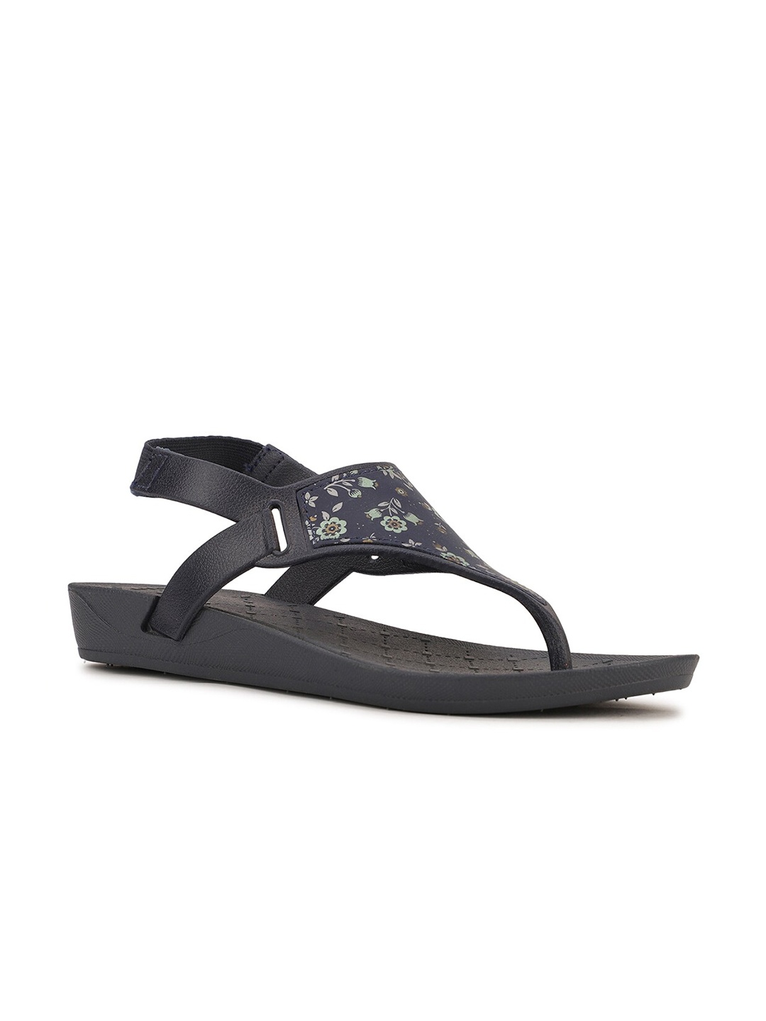 

Sandak by Bata Women Navy Blue Printed T-Strap Flats