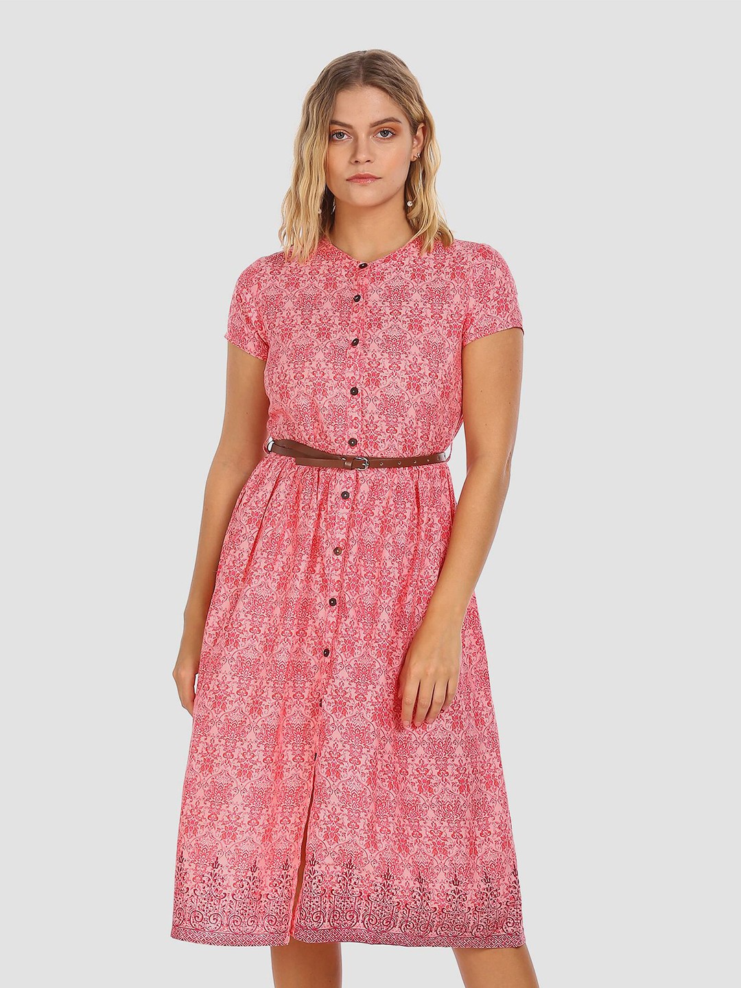 

Karigari Pink Floral Midi Dress