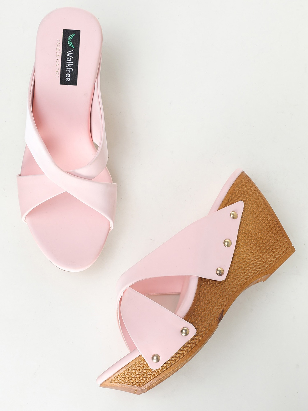 

Walkfree Pink Colourblocked Wedge Sandals