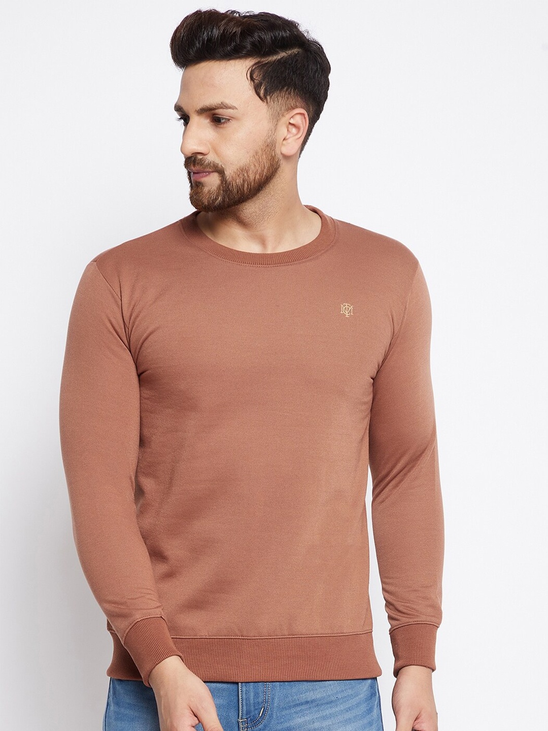 

THE MILLION CLUB Men Brown Solid Sweatshirt