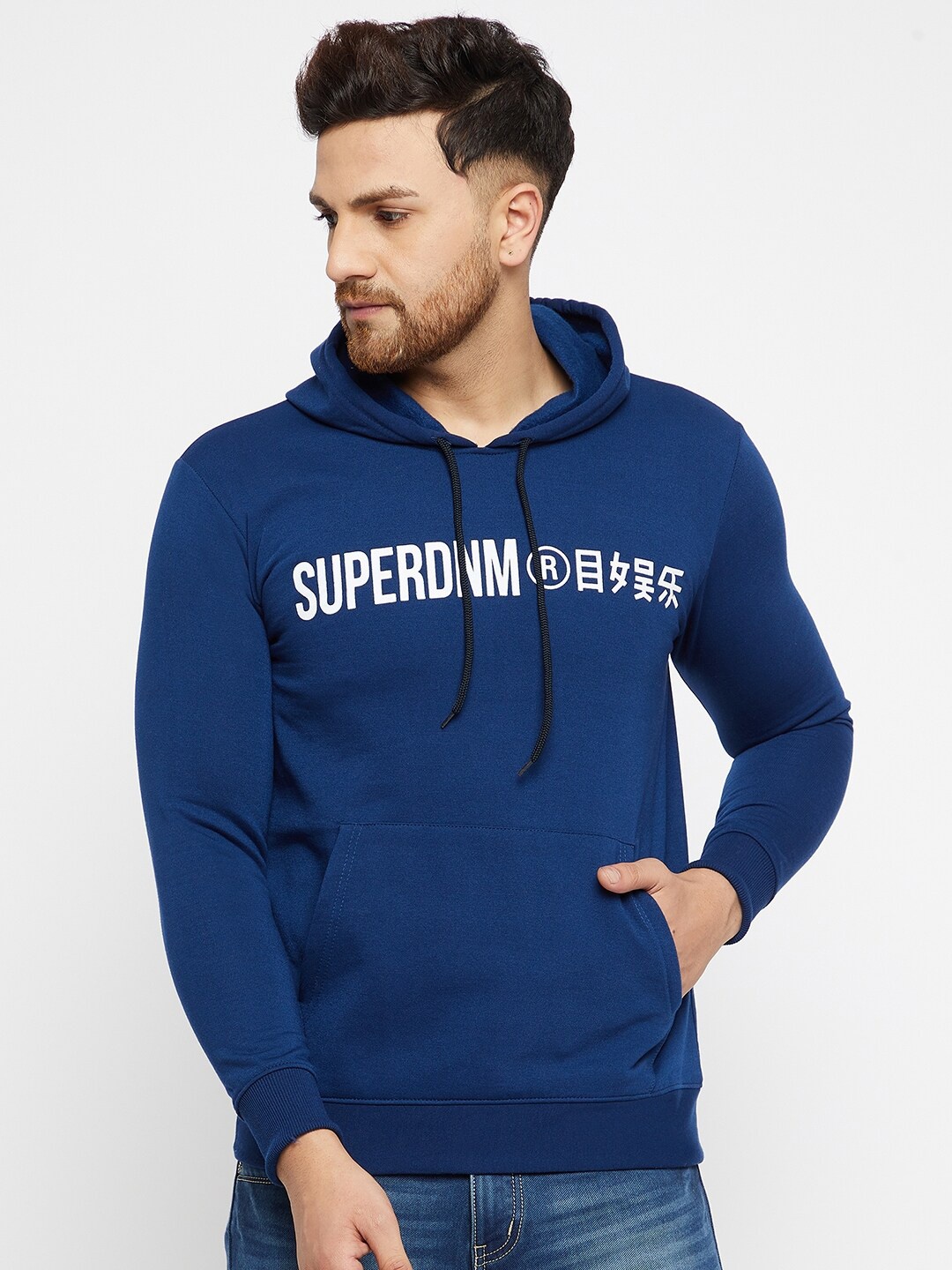 

THE MILLION CLUB Men Blue & White Printed Sweatshirt