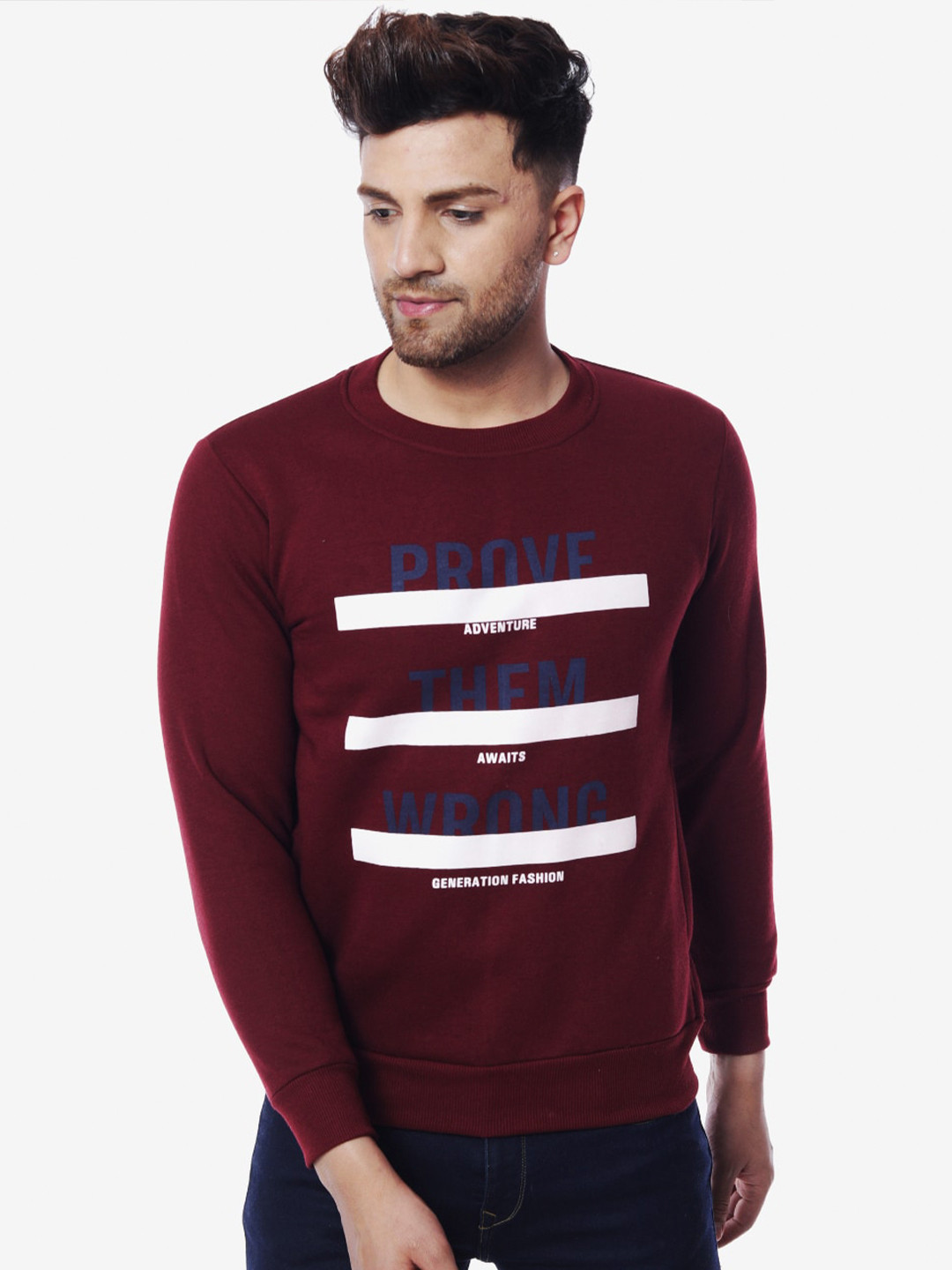 

THE MILLION CLUB Men Burgundy Printed Sweatshirt