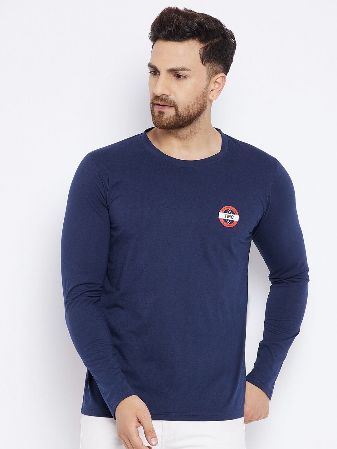 

THE MILLION CLUB Men Navy Blue Solid T-shirt
