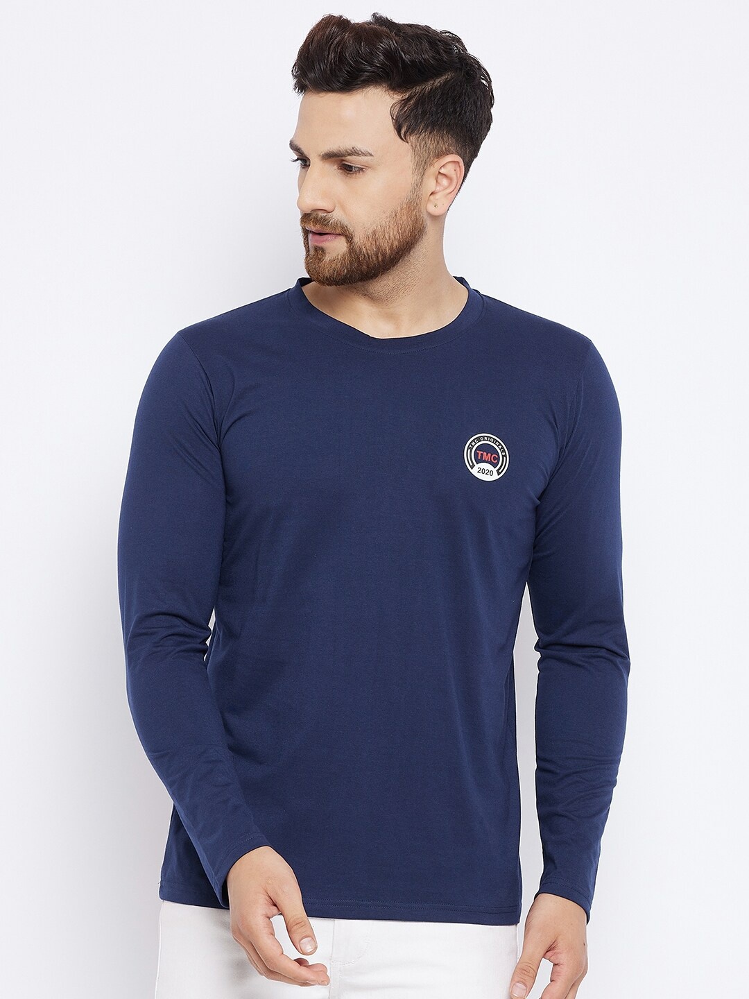 

THE MILLION CLUB Men Navy Blue Solid T-shirt