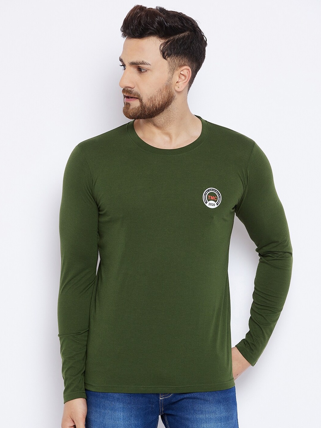 

THE MILLION CLUB Men Olive Green T-shirt