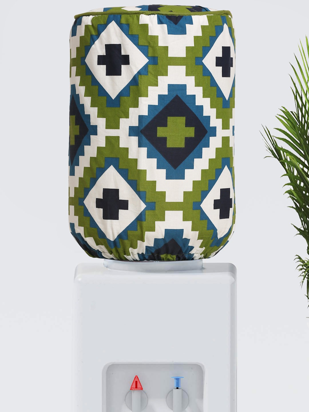 

SWAYAM Green & White Printed Cotton Water Dispenser Cover