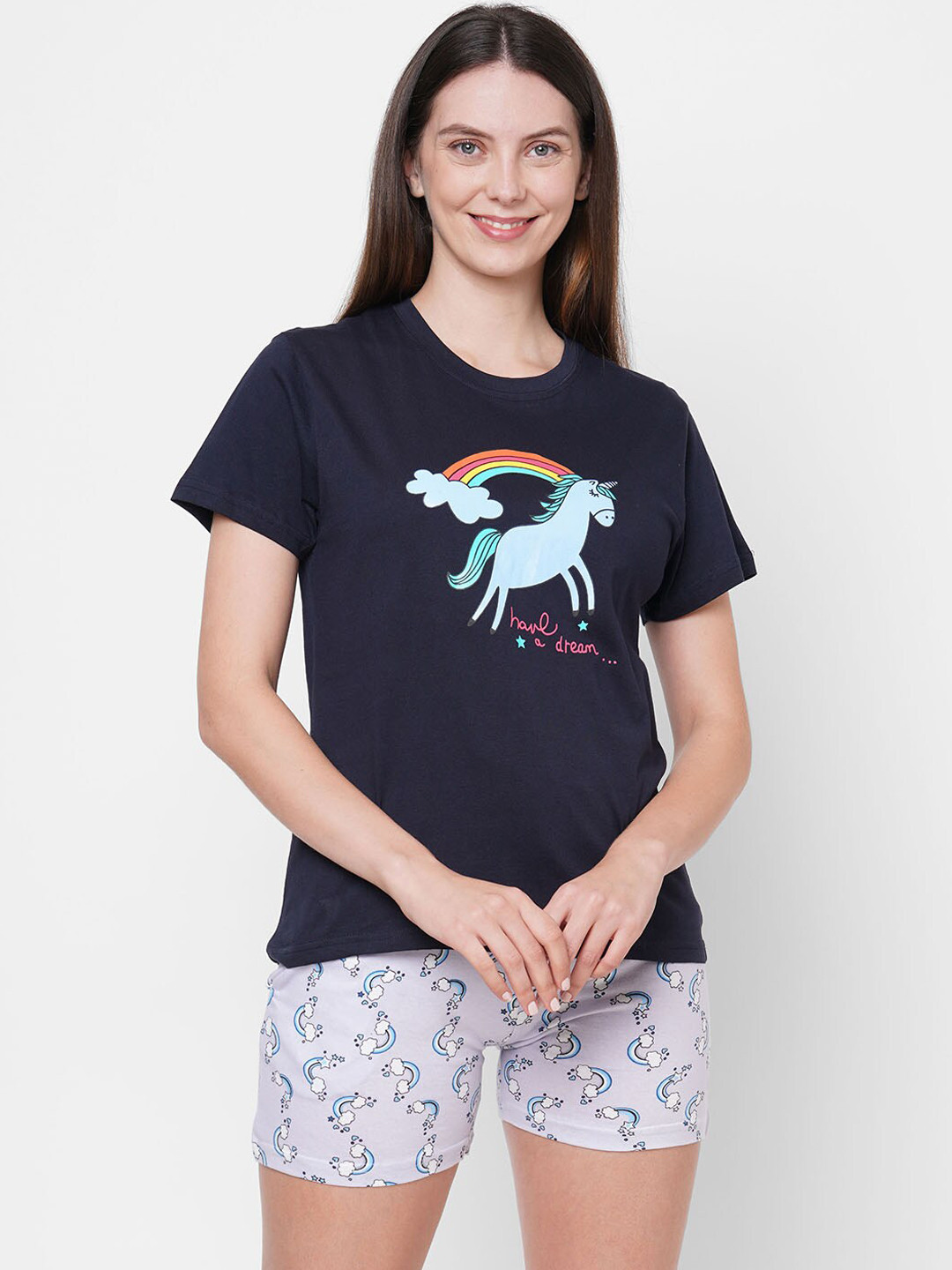 

evolove Women Navy Blue Graphic