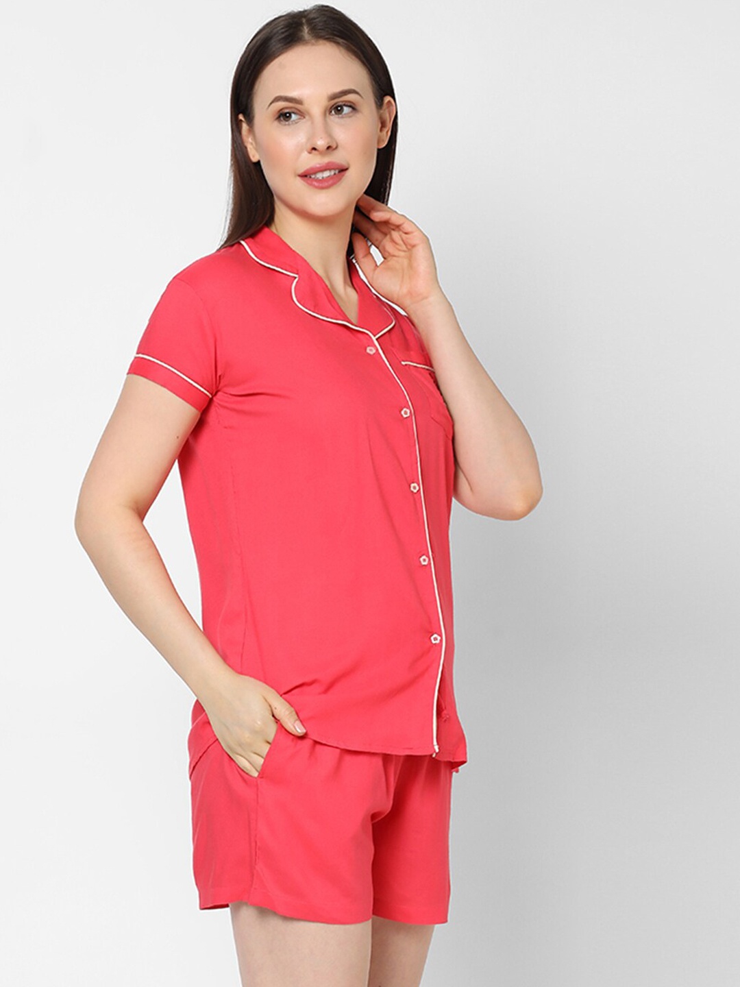

evolove Women Coral Night suit