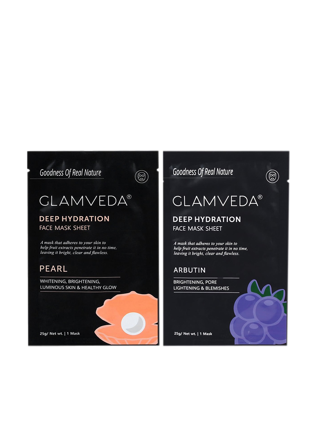 

GLAMVEDA Set Of 2 Pure Glow Sheet Mask, Black