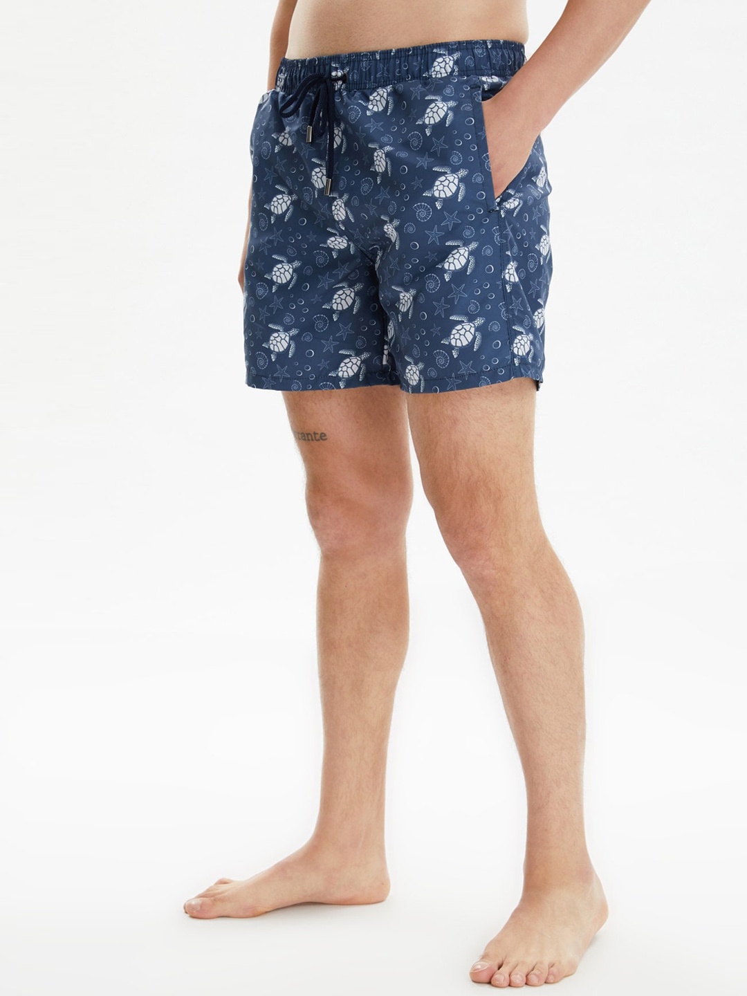 

Trendyol Men Navy Blue Conversational Printed Lounge Shorts