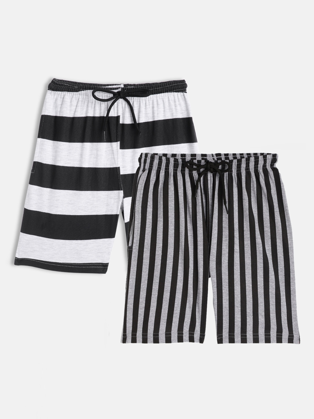 

SEYBIL Girls Set of 2 Grey Printed Lounge Shorts, Grey melange