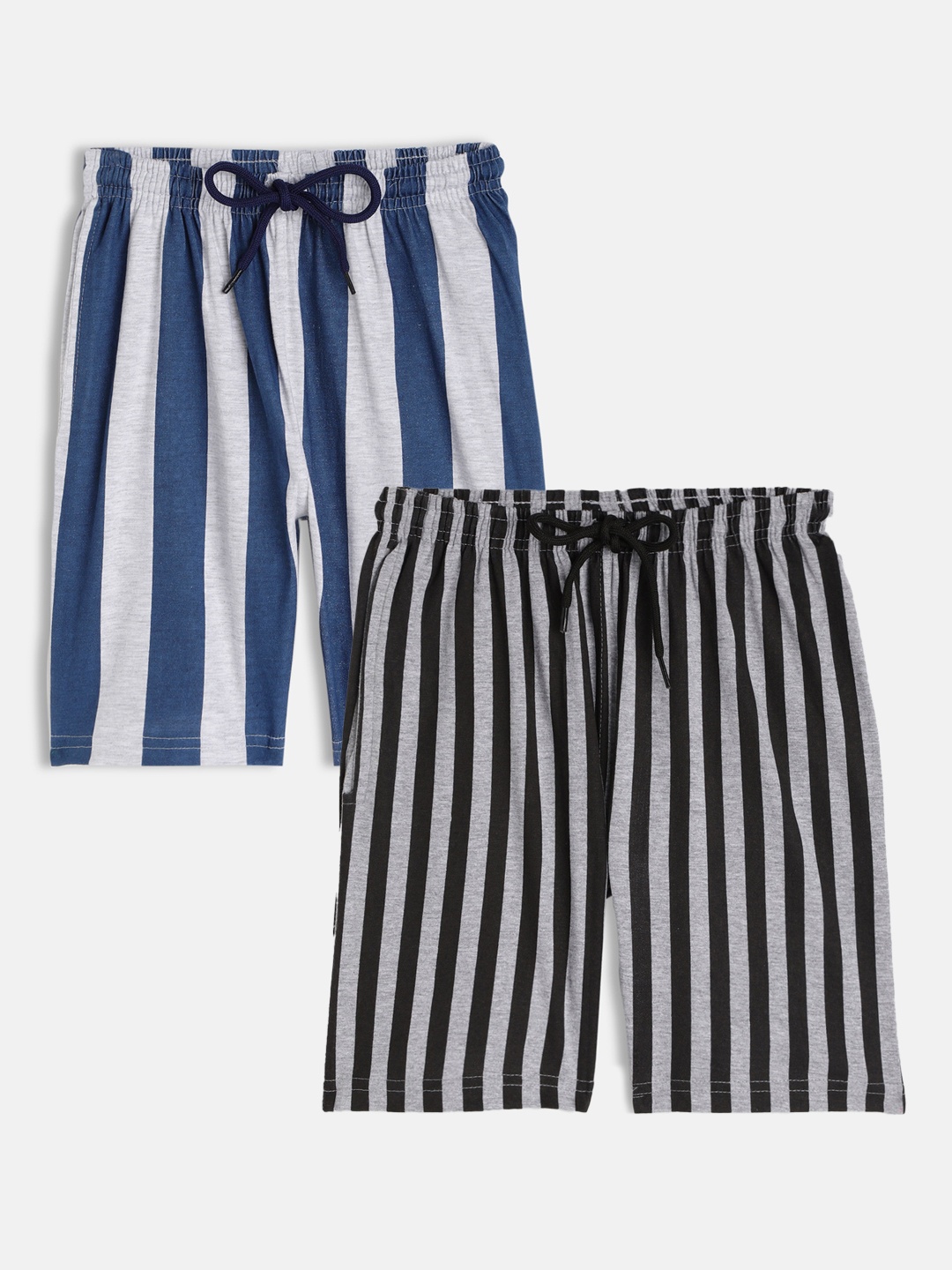 

SEYBIL Girls Blue & Navy Blue Set Of 2 Striped Lounge Shorts