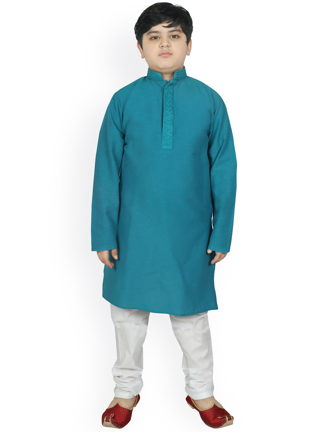 

SG YUVRAJ Boys Turquoise Blue Kurta with Churidar