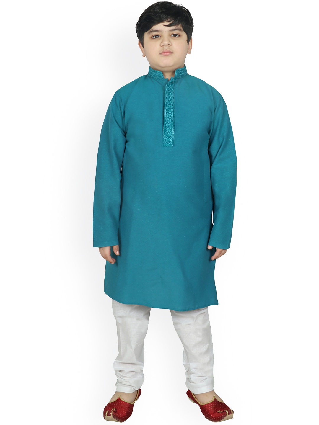 

SG YUVRAJ Boys Turquoise Blue Kurta with Churidar