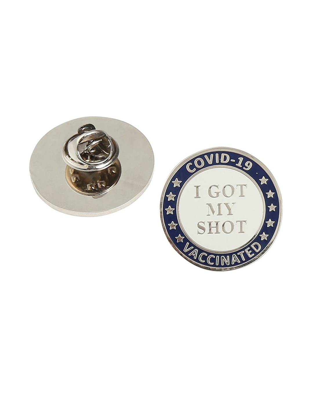 

Tossido Men White & Navy Blue Printed Lapel Pin