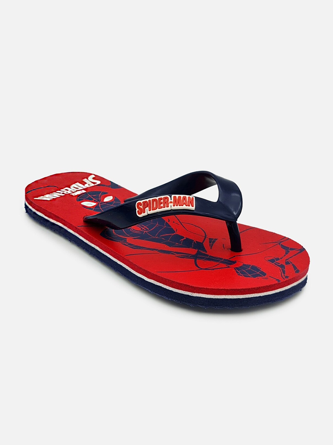 

Kids Ville Boys Red & Navy Blue Spiderman Printed Rubber Thong Flip-Flops