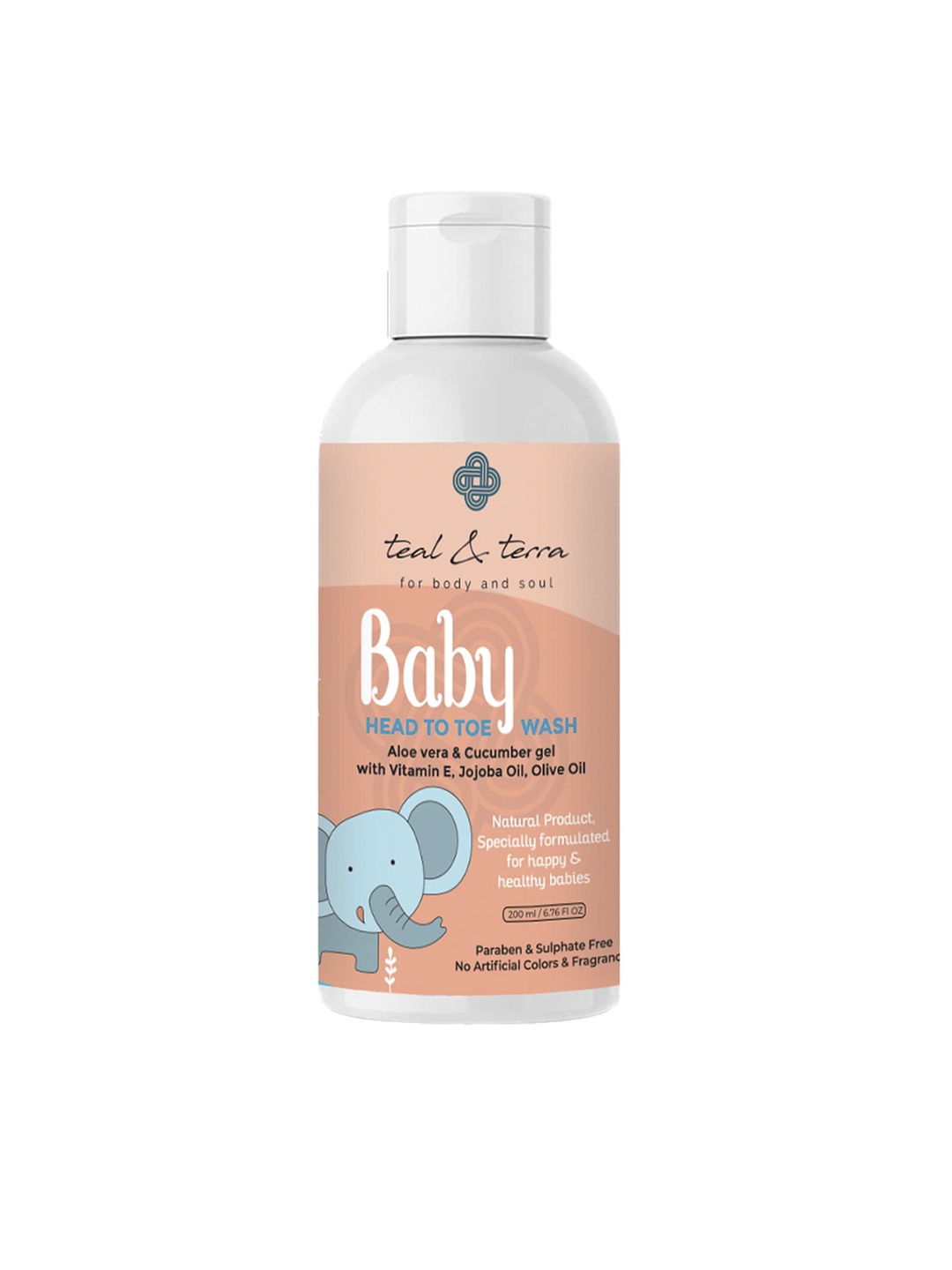 

teal & terra Aloe Vera & Cucumber Gel Baby Head To Toe Wash 200ml, Transparent