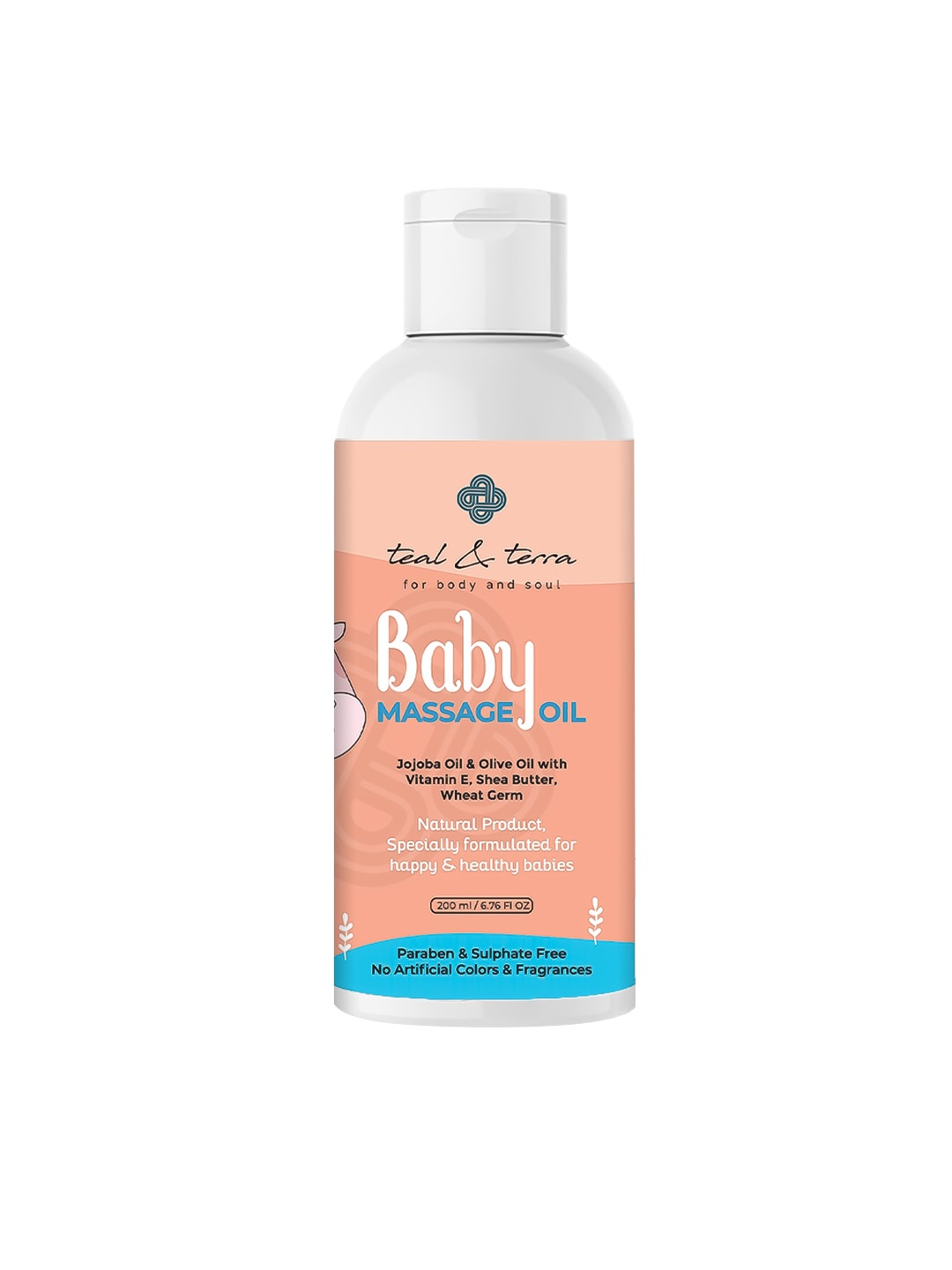 teal & terra Baby Massage Oil With Shea Butter & Olive Oil 200 ml, Transparent