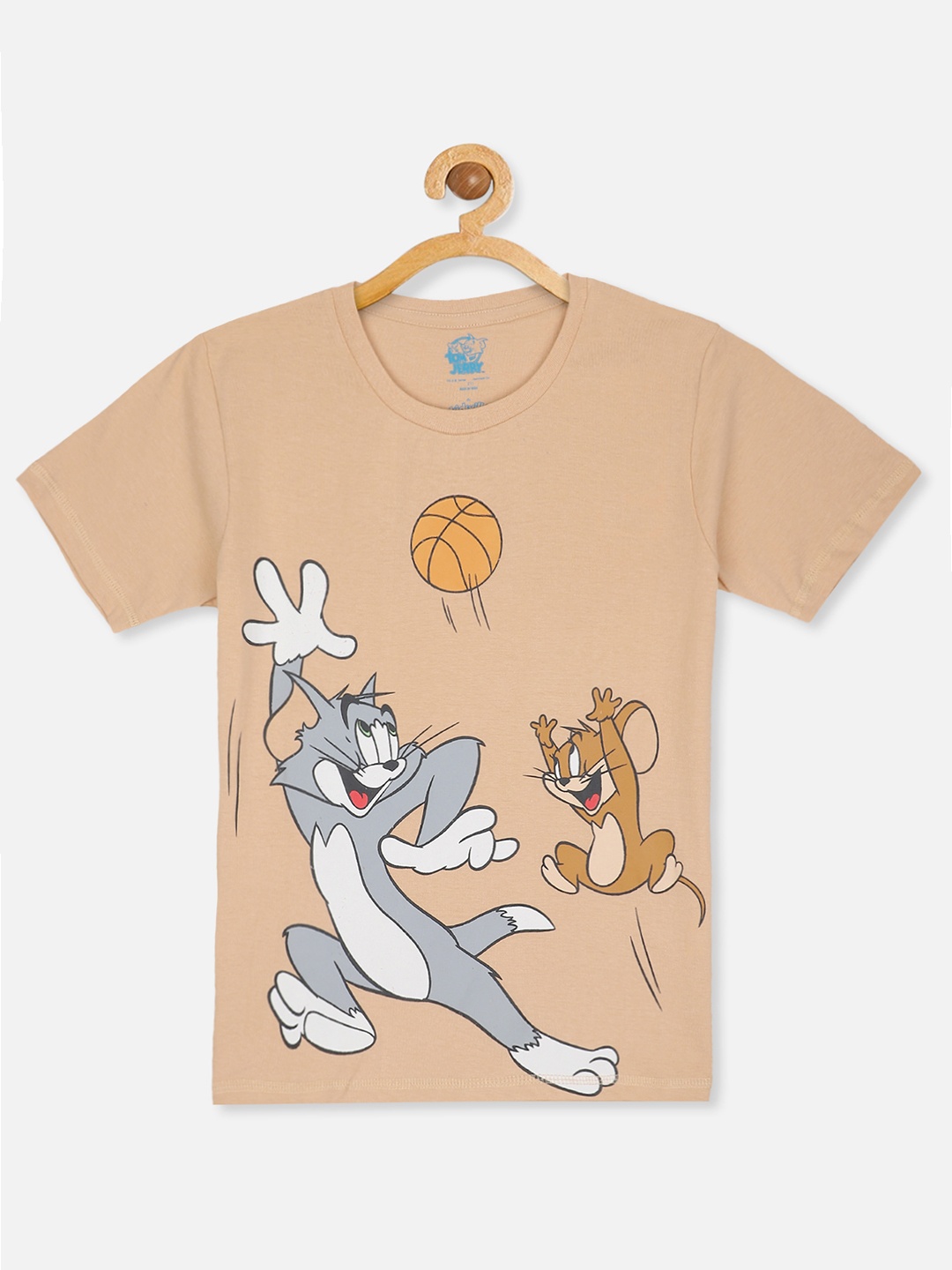 

Kids Ville Tom & Jerry Boys Peach-Coloured Printed T-shirt