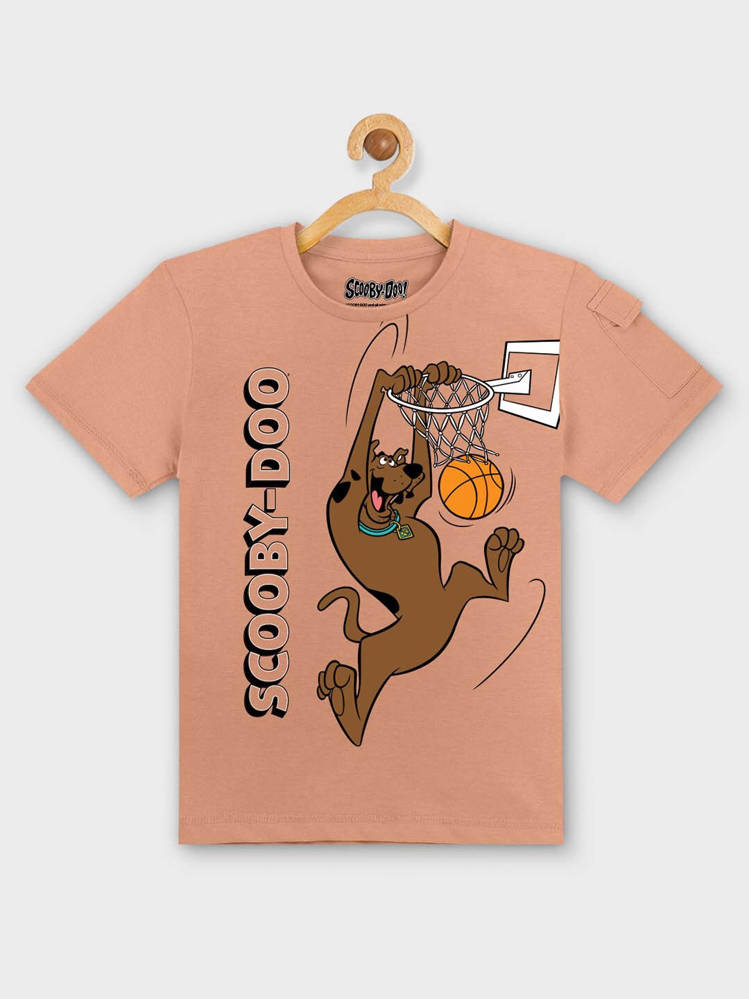 

Kids Ville Boys Peach-Coloured Scooby Doo Printed Round Neck Pure Cotton T-shirt
