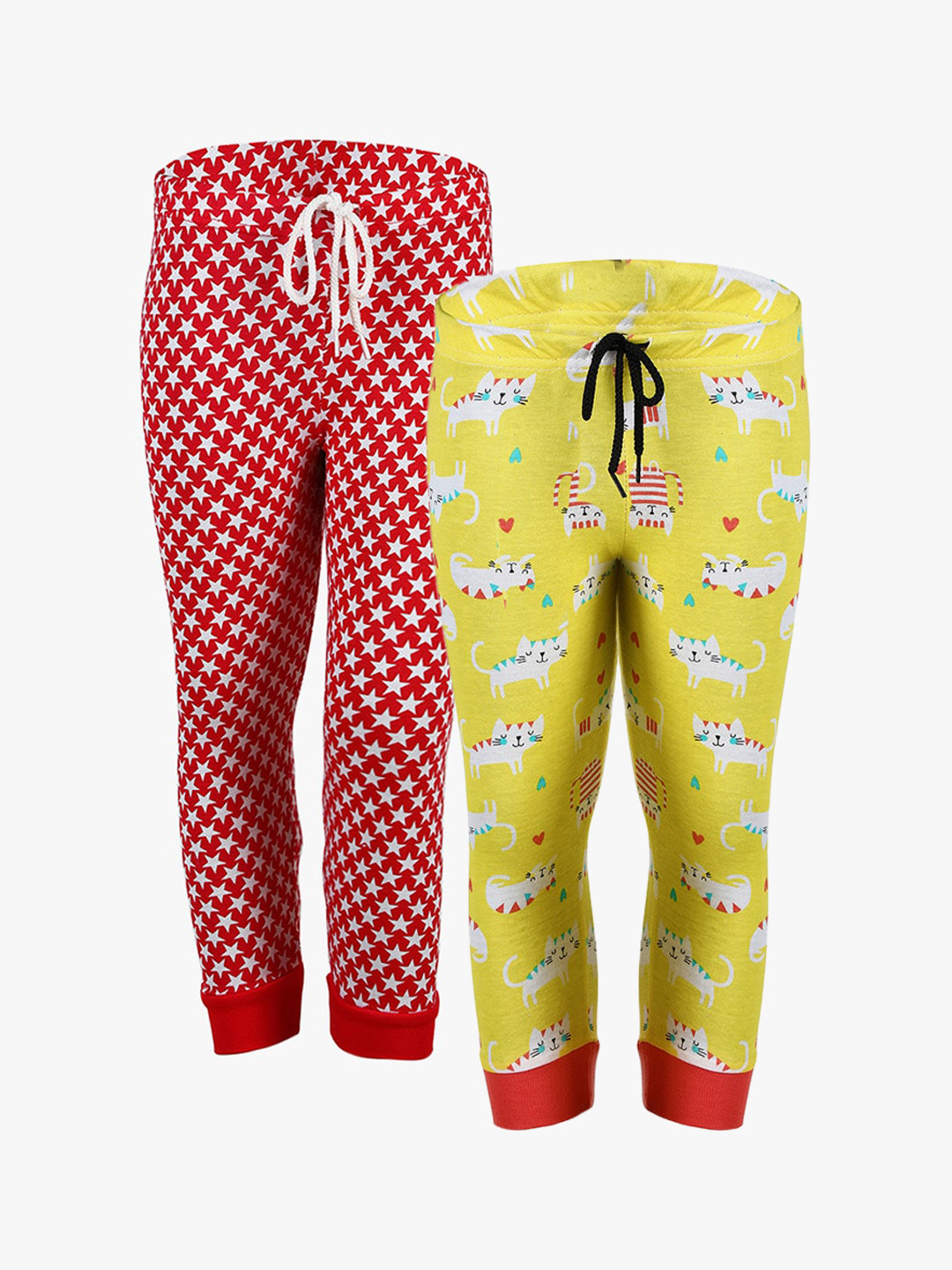 

SAVAGE Girls Pack of 2 Printed Pure Cotton Joggers, Red