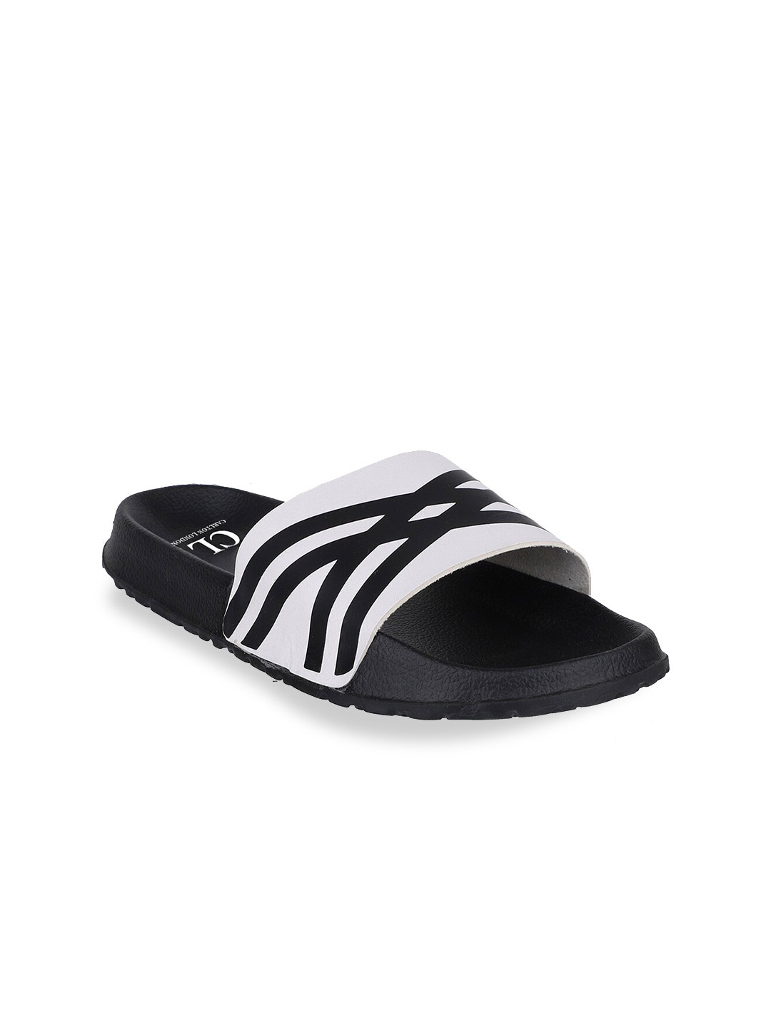 

Carlton London Men Black & White Printed Sliders
