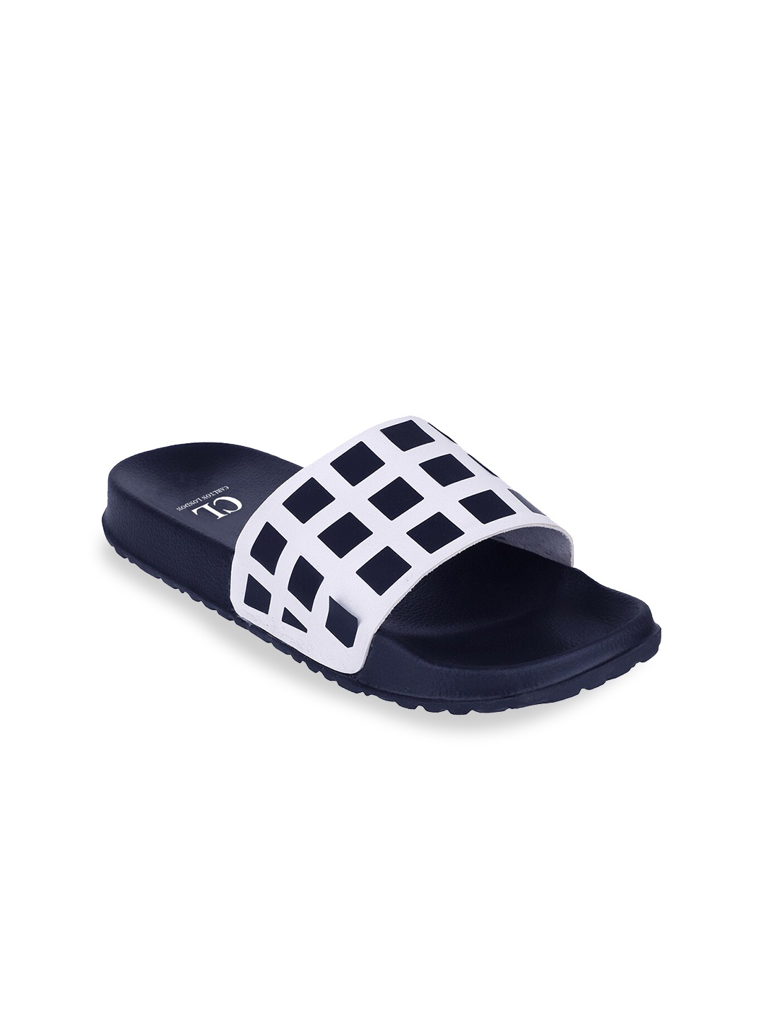 

Carlton London Men Navy Blue & White Printed Sliders