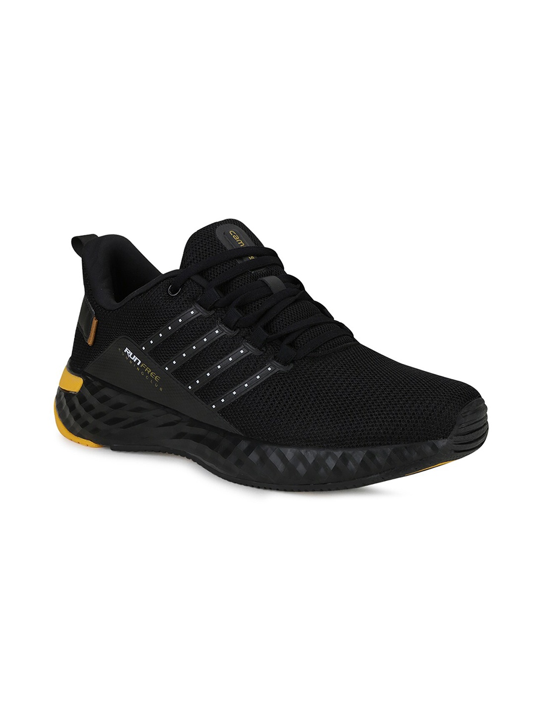 

Campus Men Black & Yellow Mesh Running Shoes