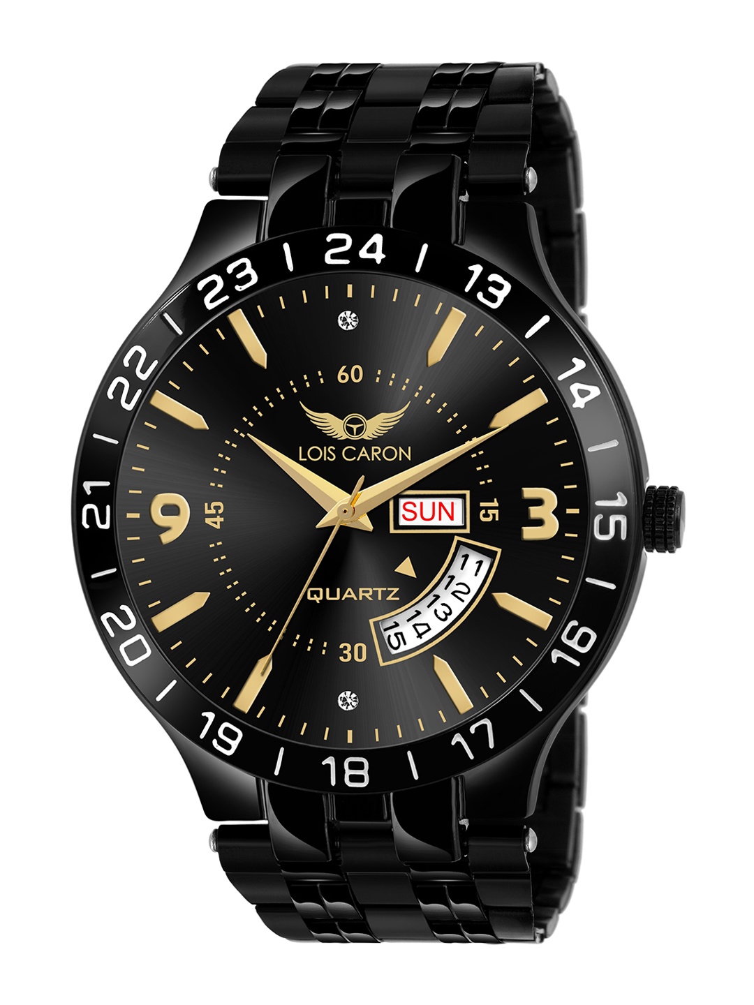 

LOIS CARON Men Black Embellished Dial & Black Stainless Steel Straps Analogue Watch MLC-8526