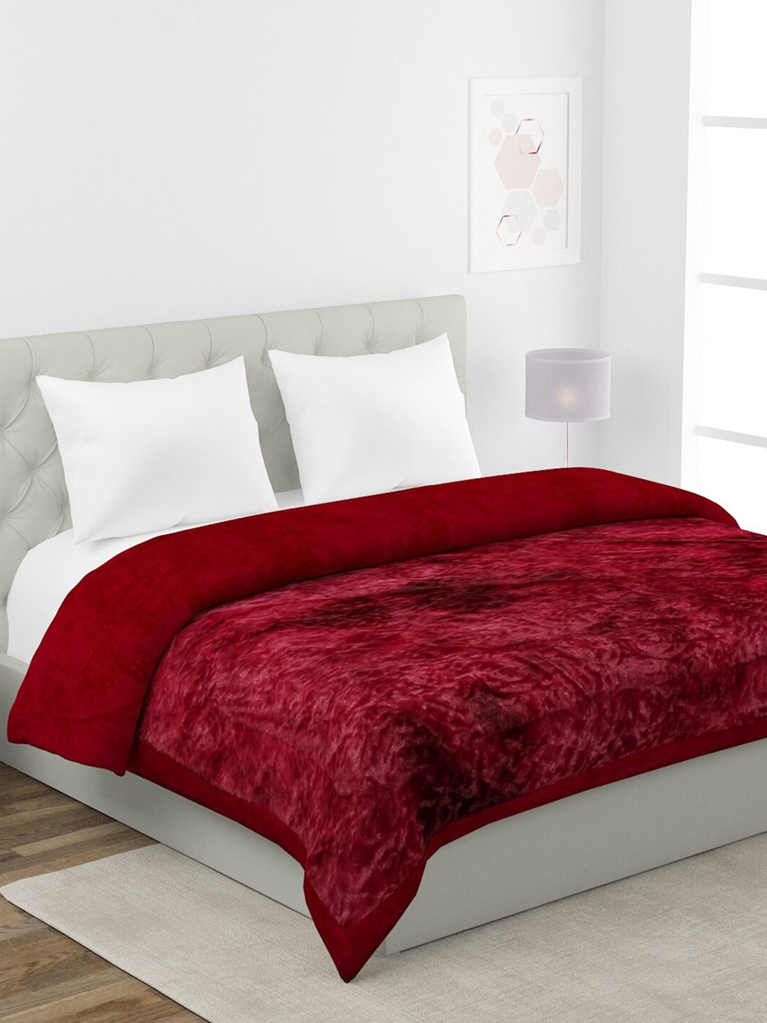 

HOSTA HOMES Maroon Heavy Winter 350 GSM Double Bed Quilt