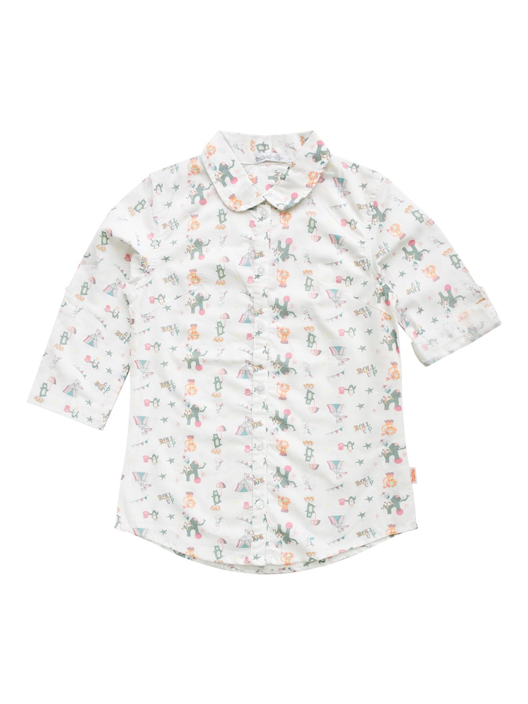 

milou Girls White Printed Pure Cotton Casual Shirt