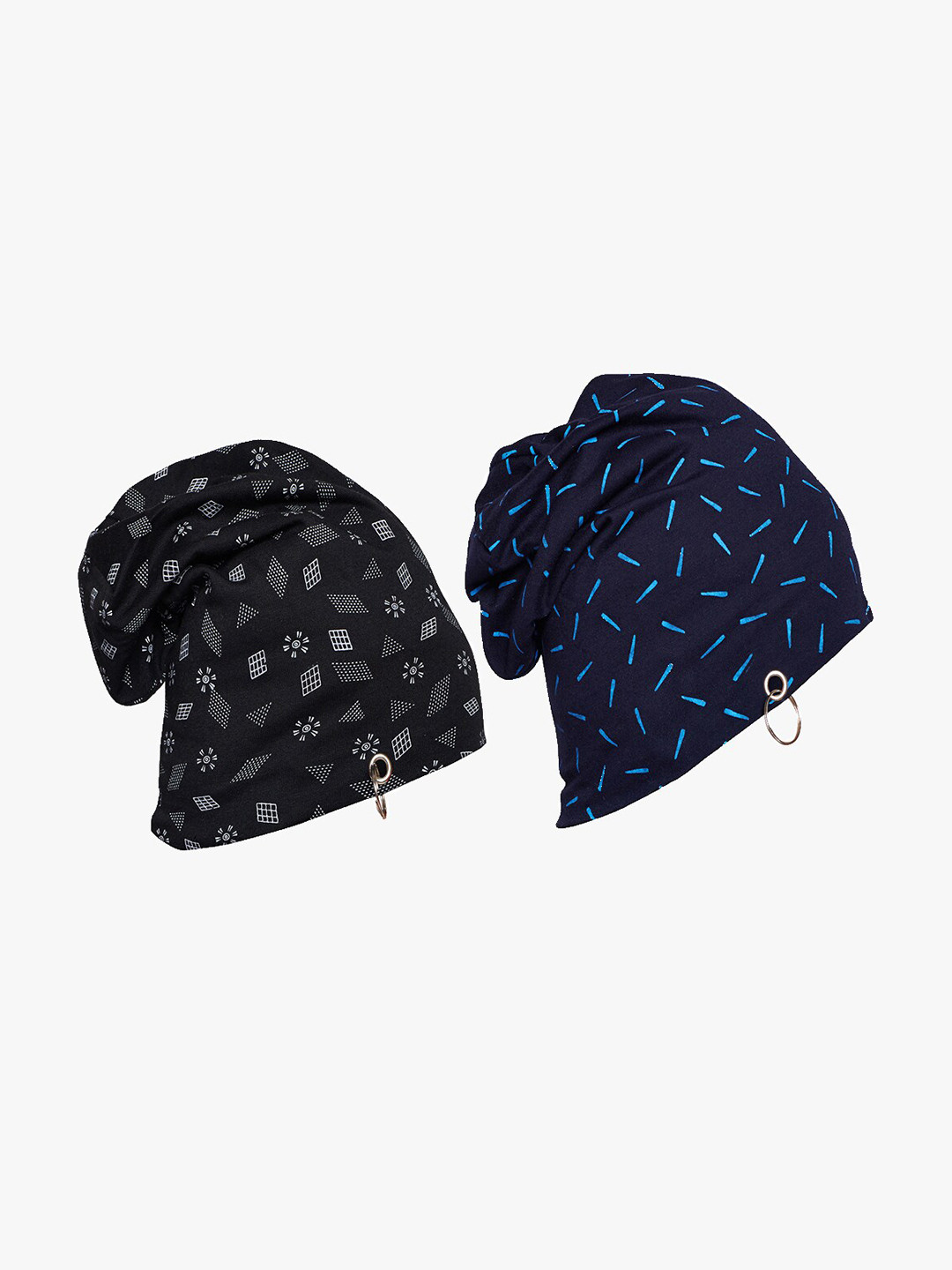 

MACK JONNEY Unisex Pack of 2 Printed Beanie, Navy blue