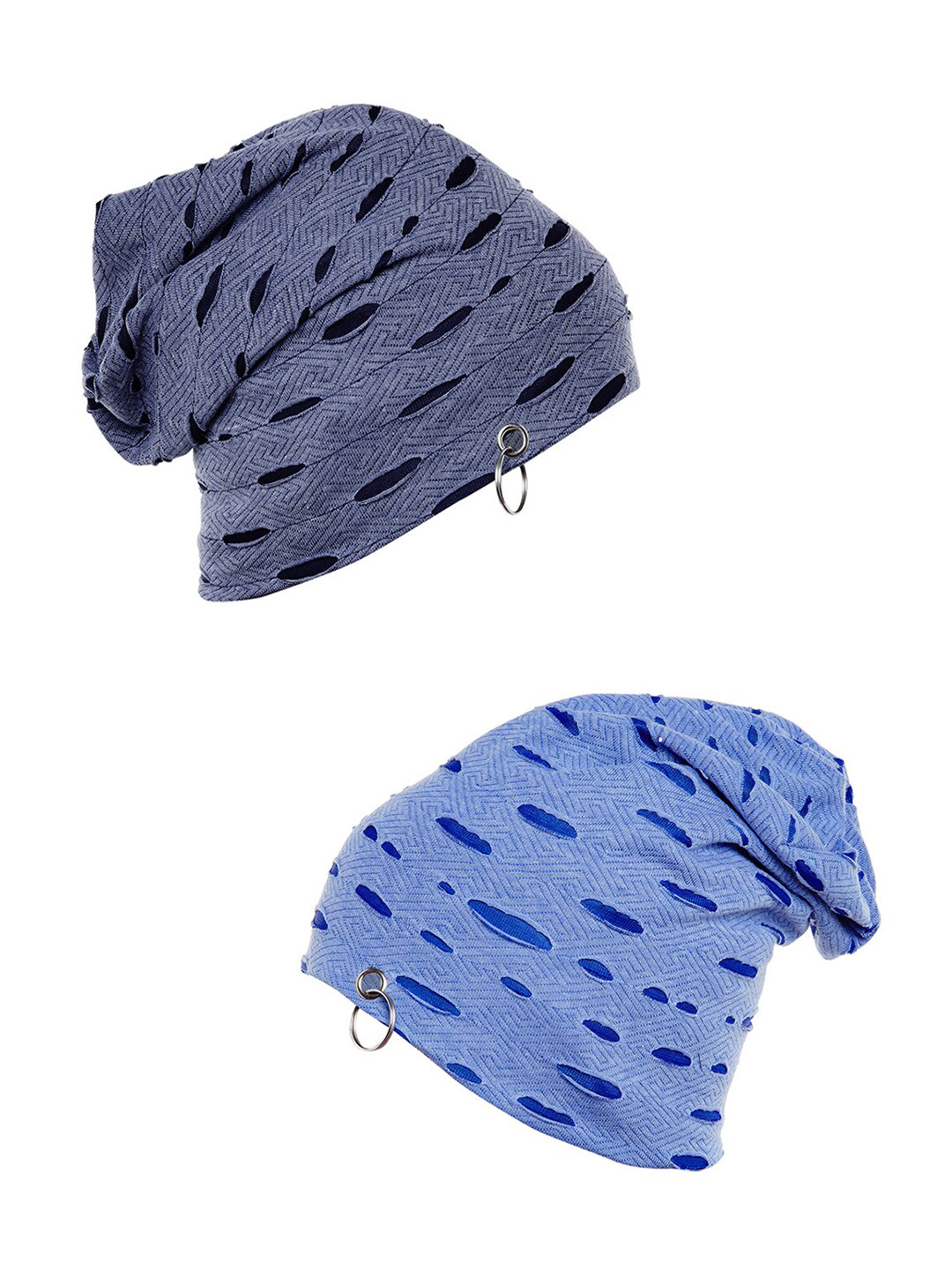 

VIMAL JONNEY Pack Of 2 Navy Blue & Grey Printed Beanie
