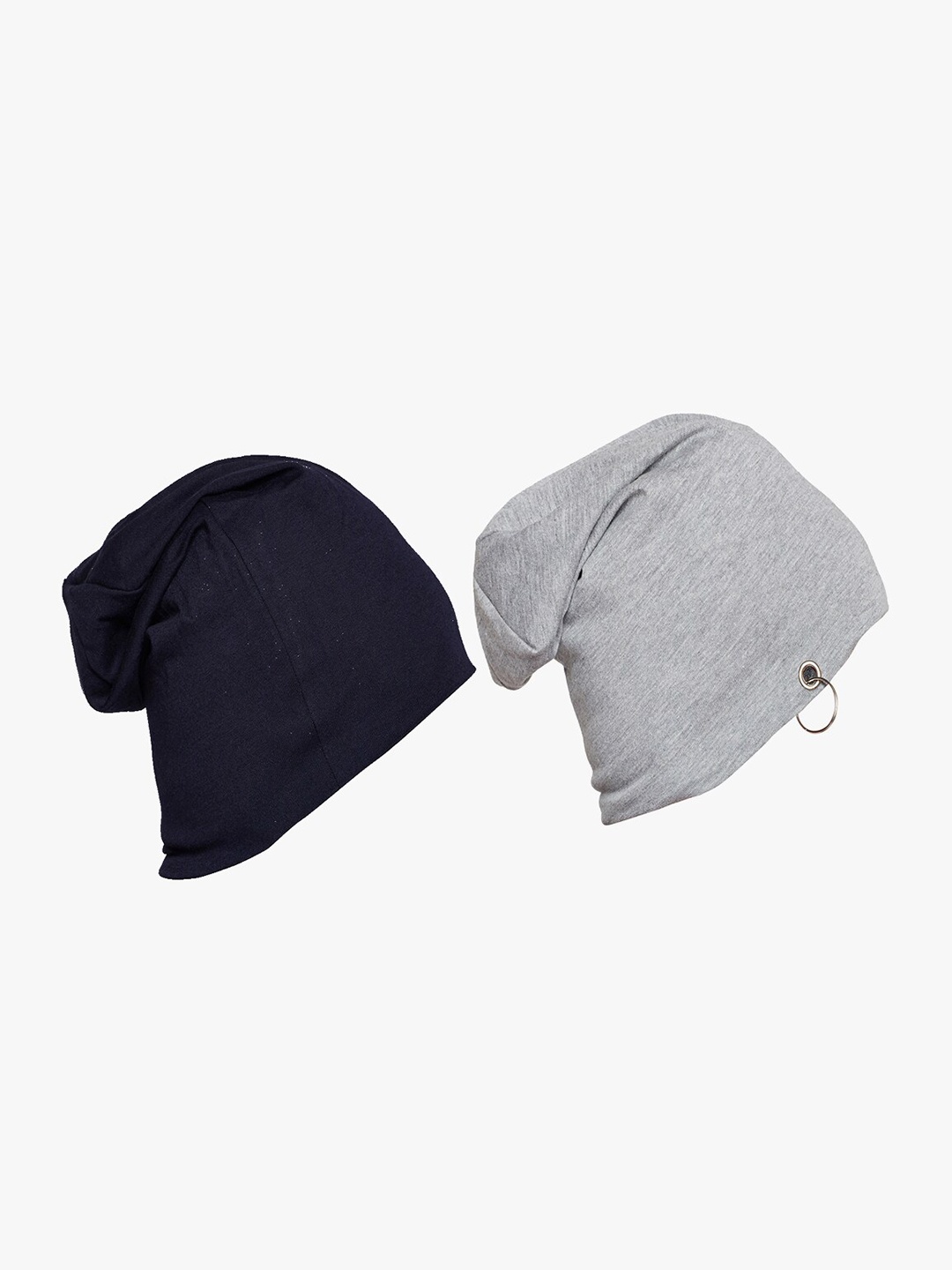 

MACK JONNEY Unisex Grey & Navy Blue Beanie