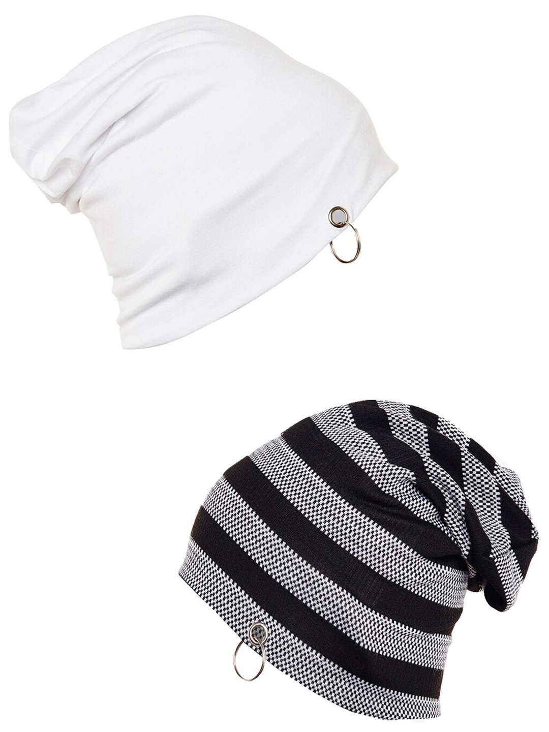 

MACK JONNEY Unisex Black & White Beanie